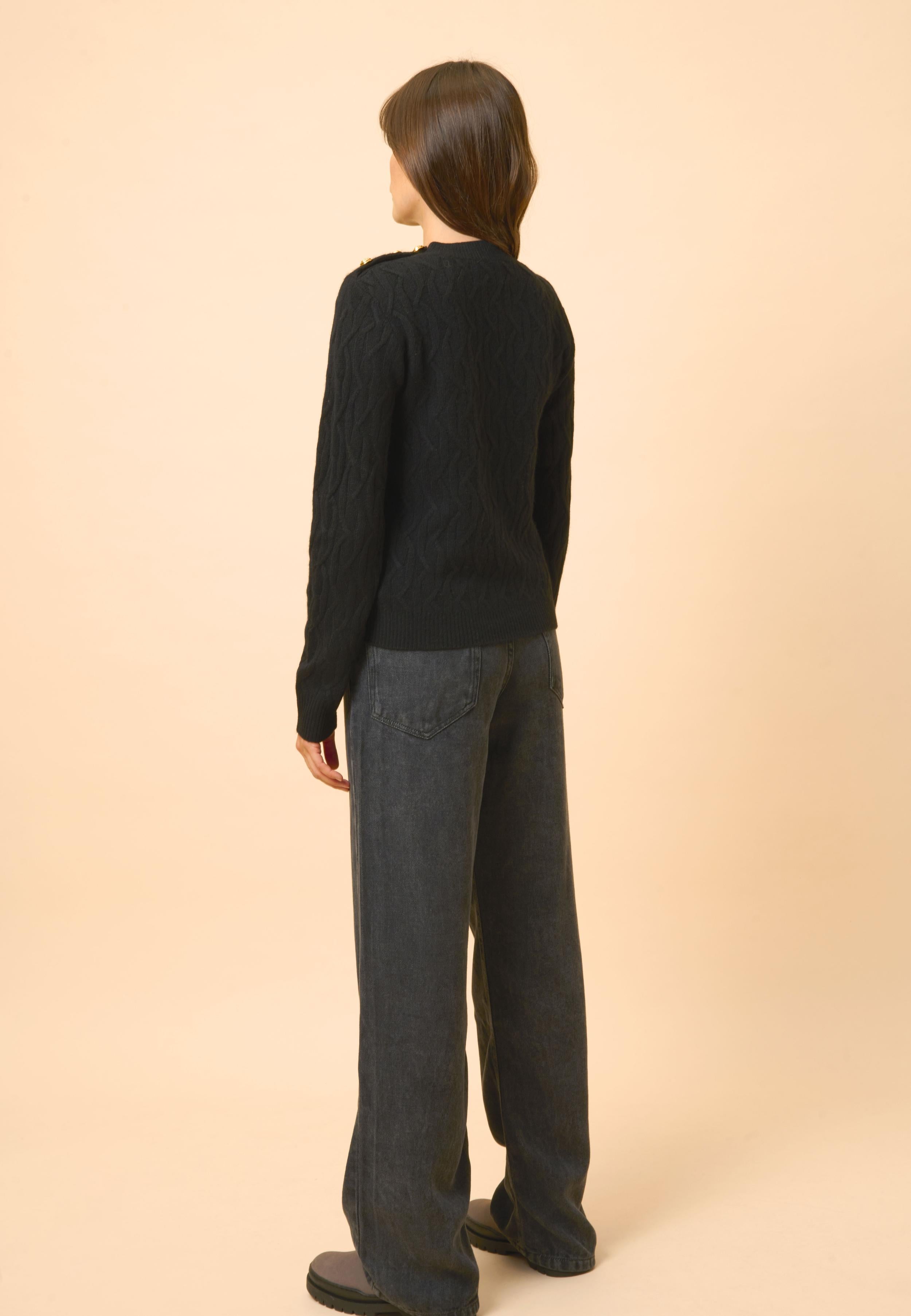 LYND pull col rond noir