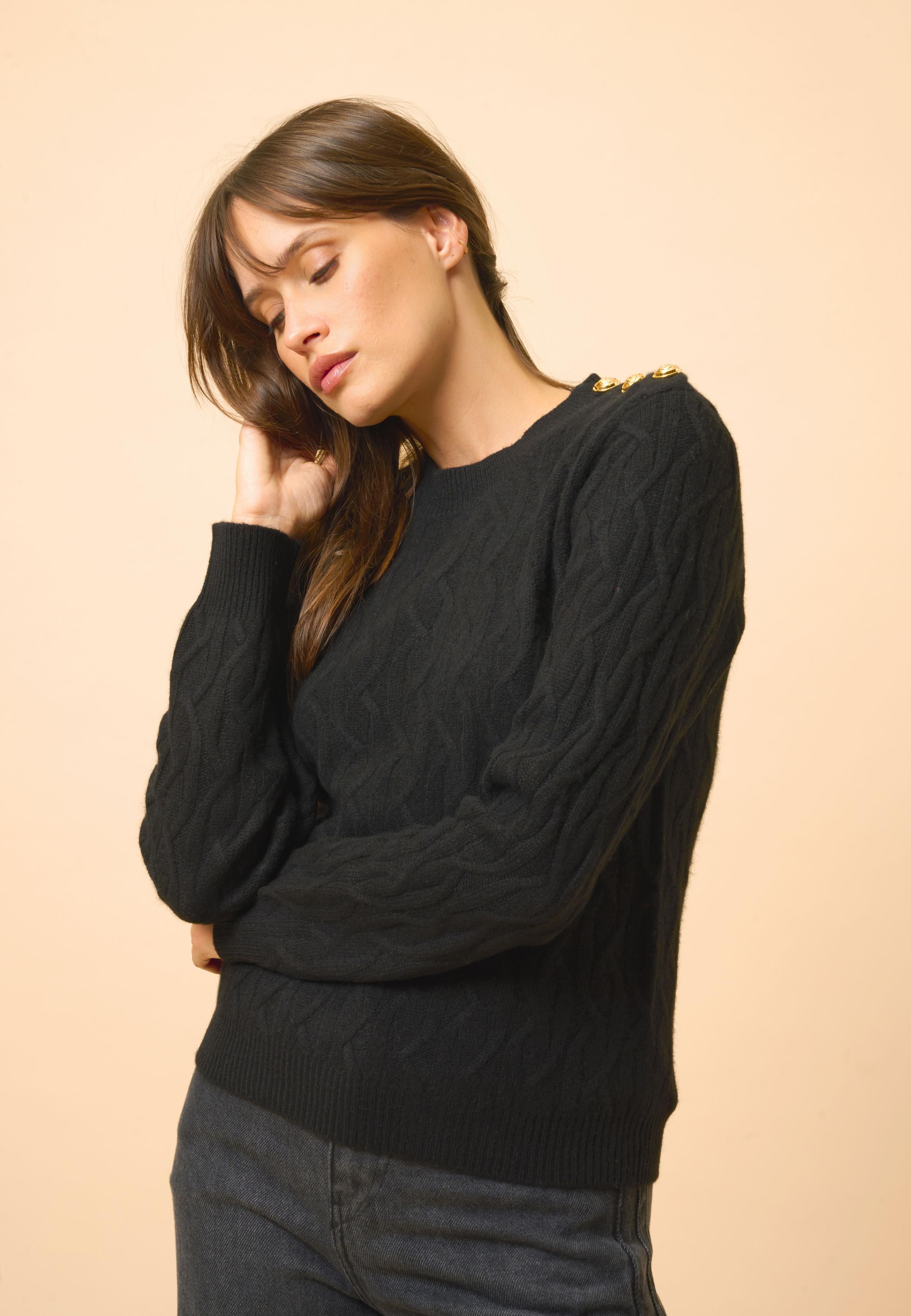 LYND pull col rond noir