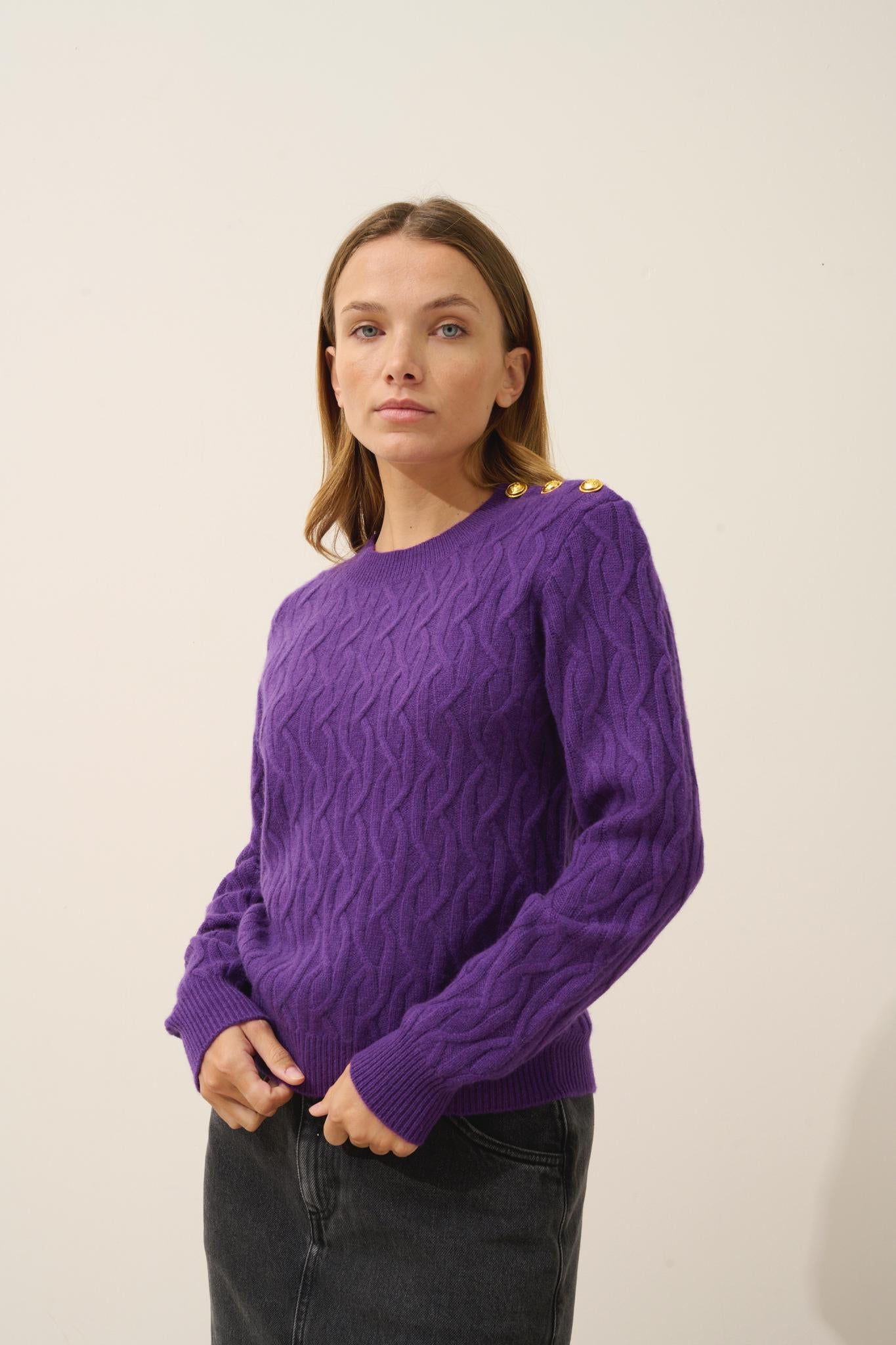 LYND pull col rond violette