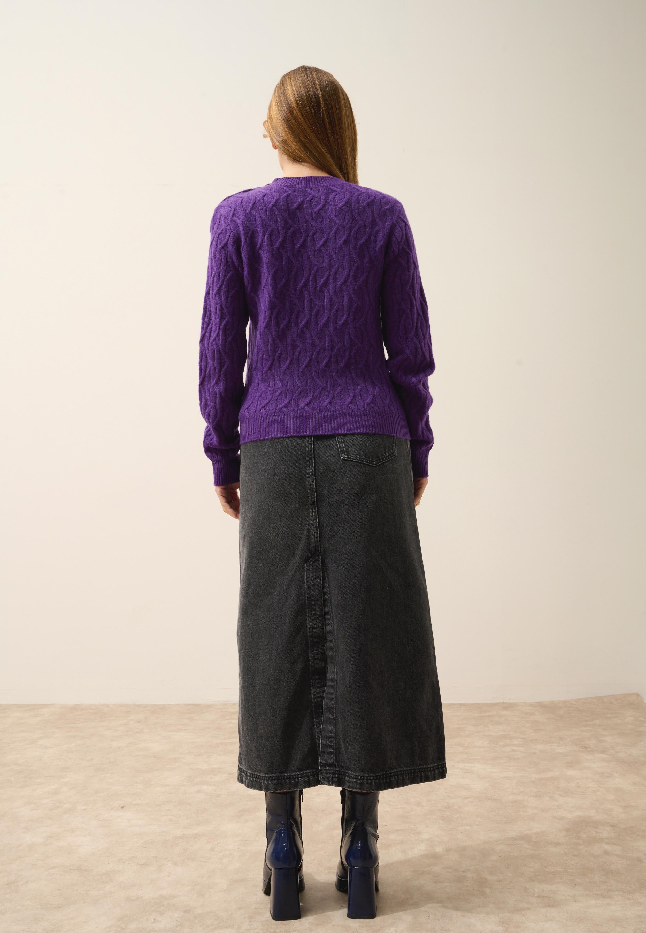 LYND pull col rond violette