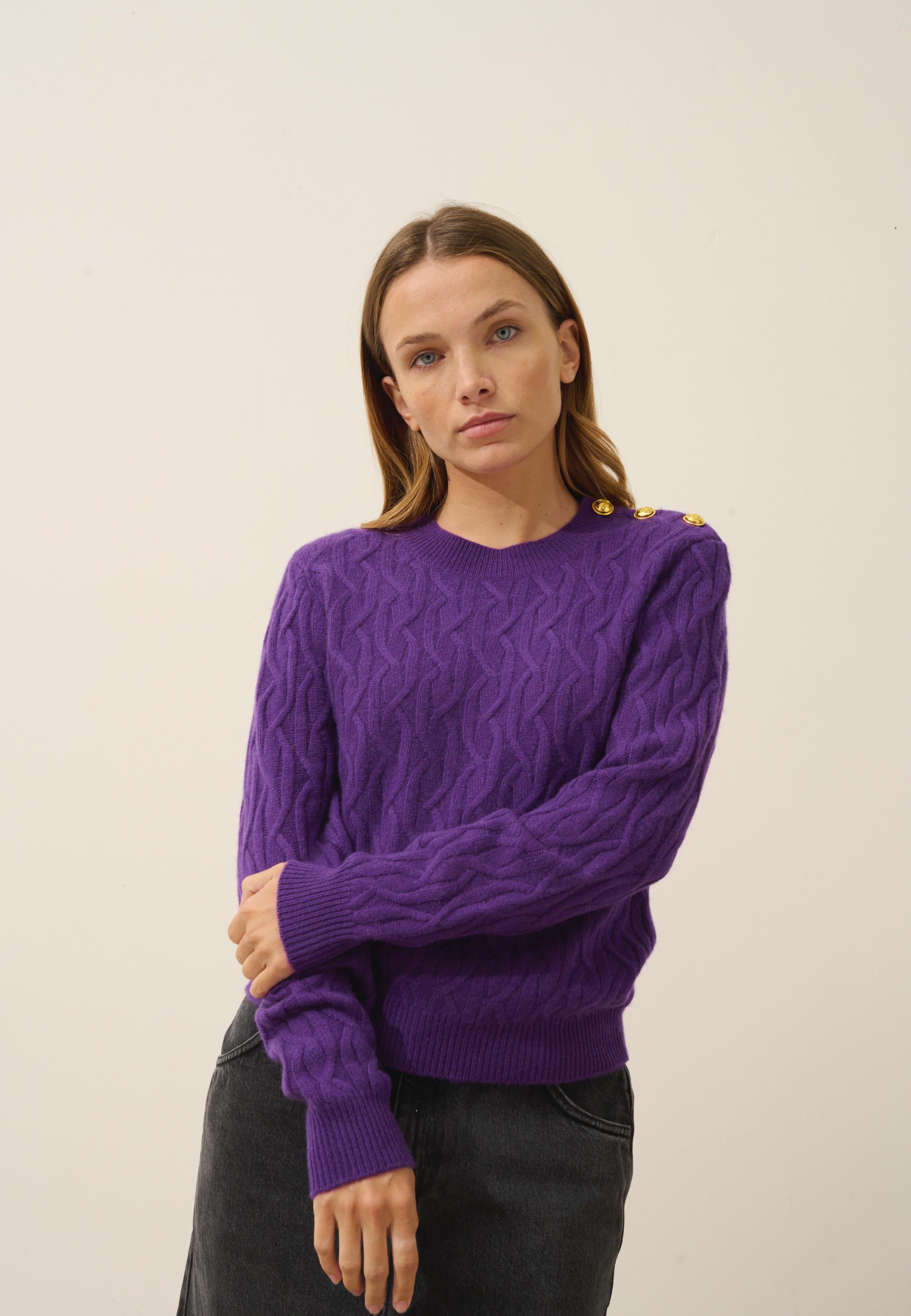 LYND pull col rond violette