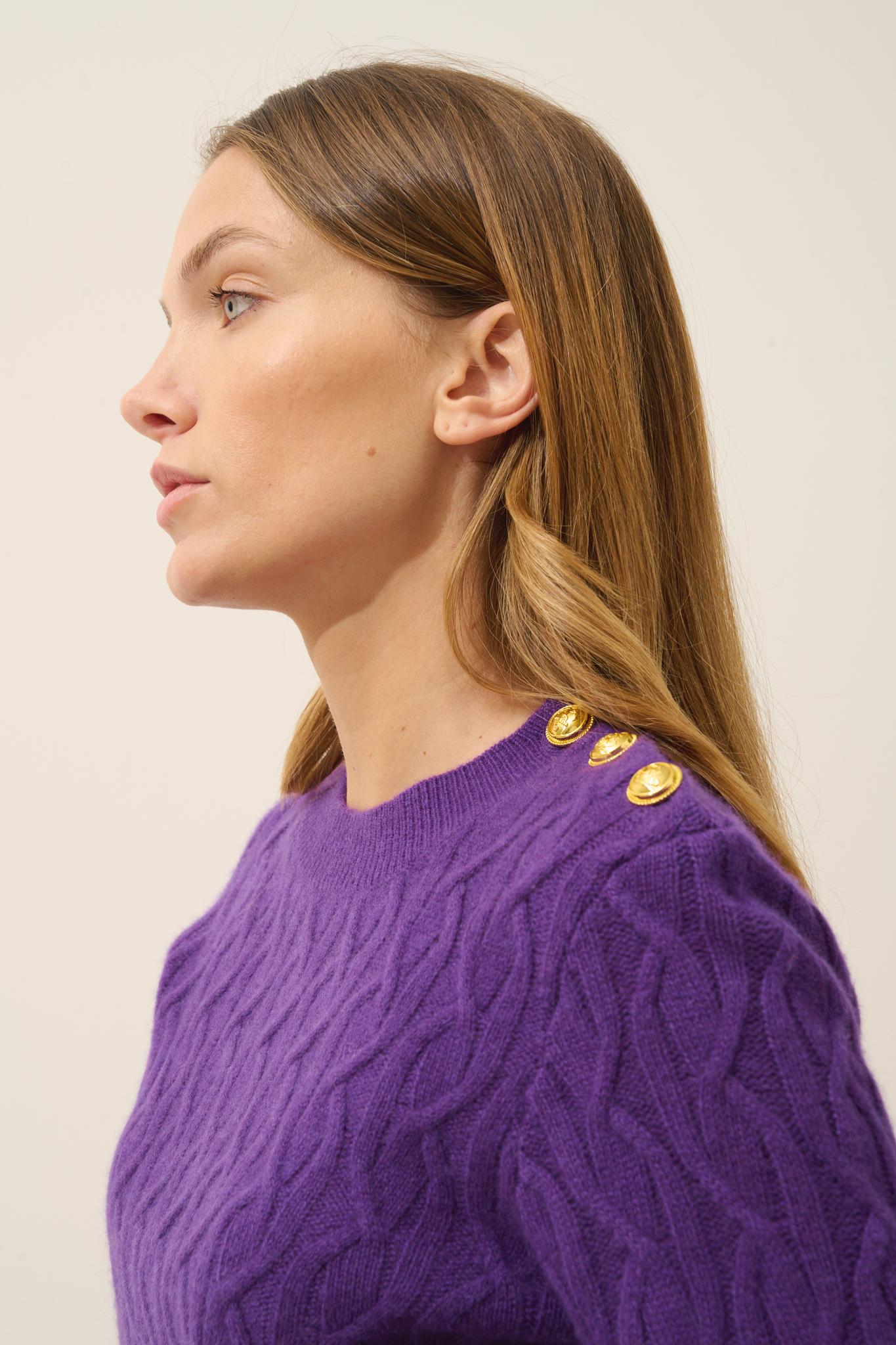 LYND pull col rond violette