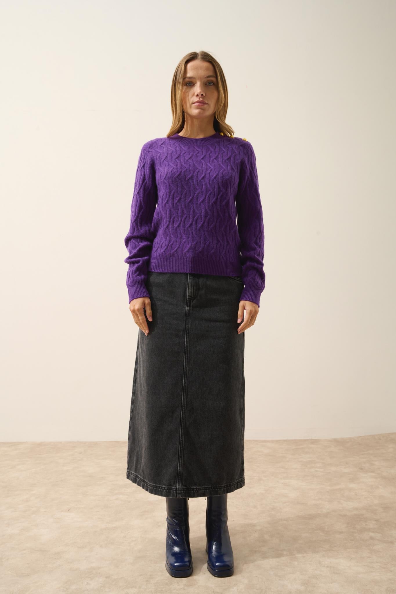 LYND pull col rond violette