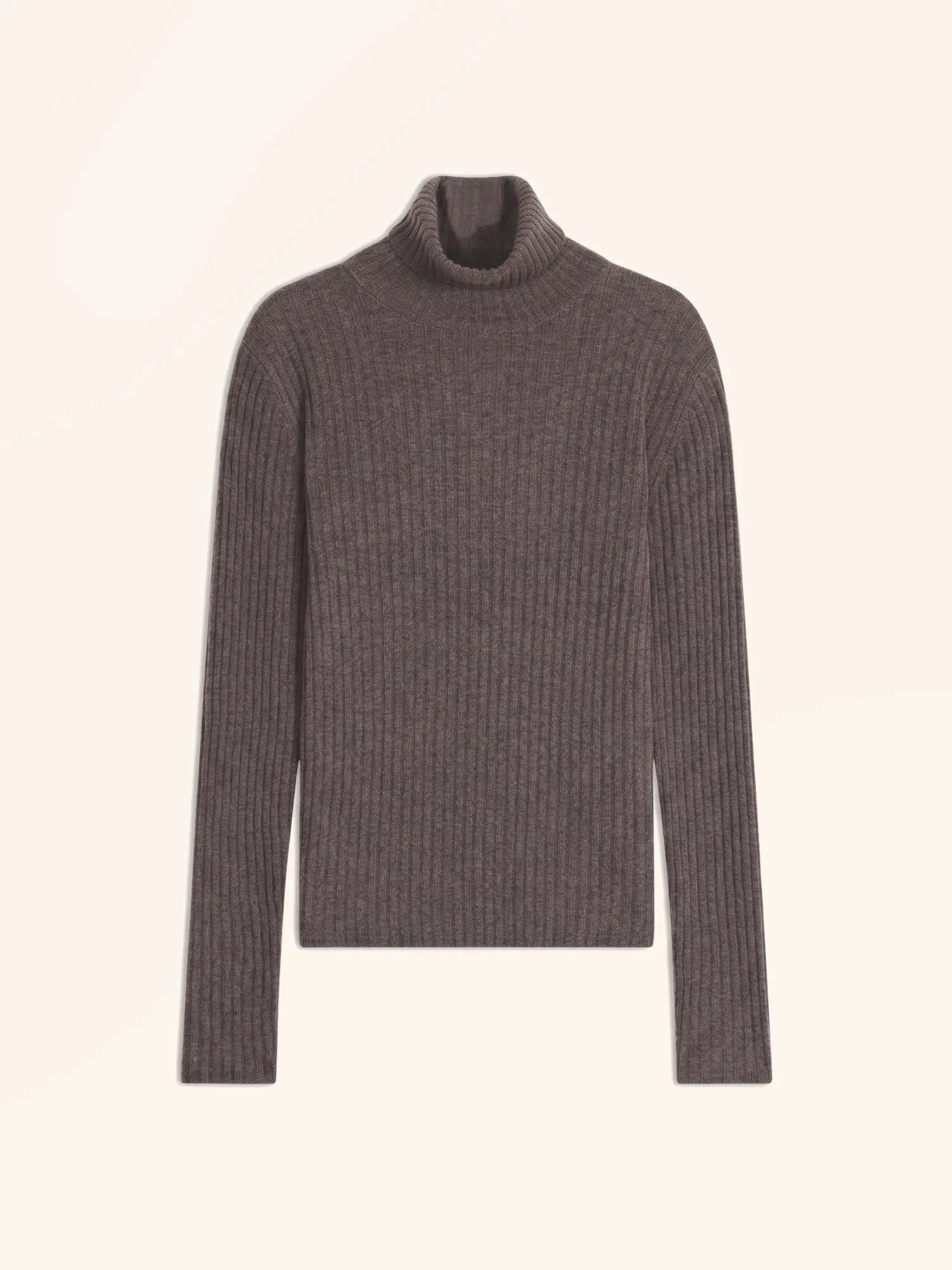 MIRAYA Pull Col Roulé Taupe Chiné