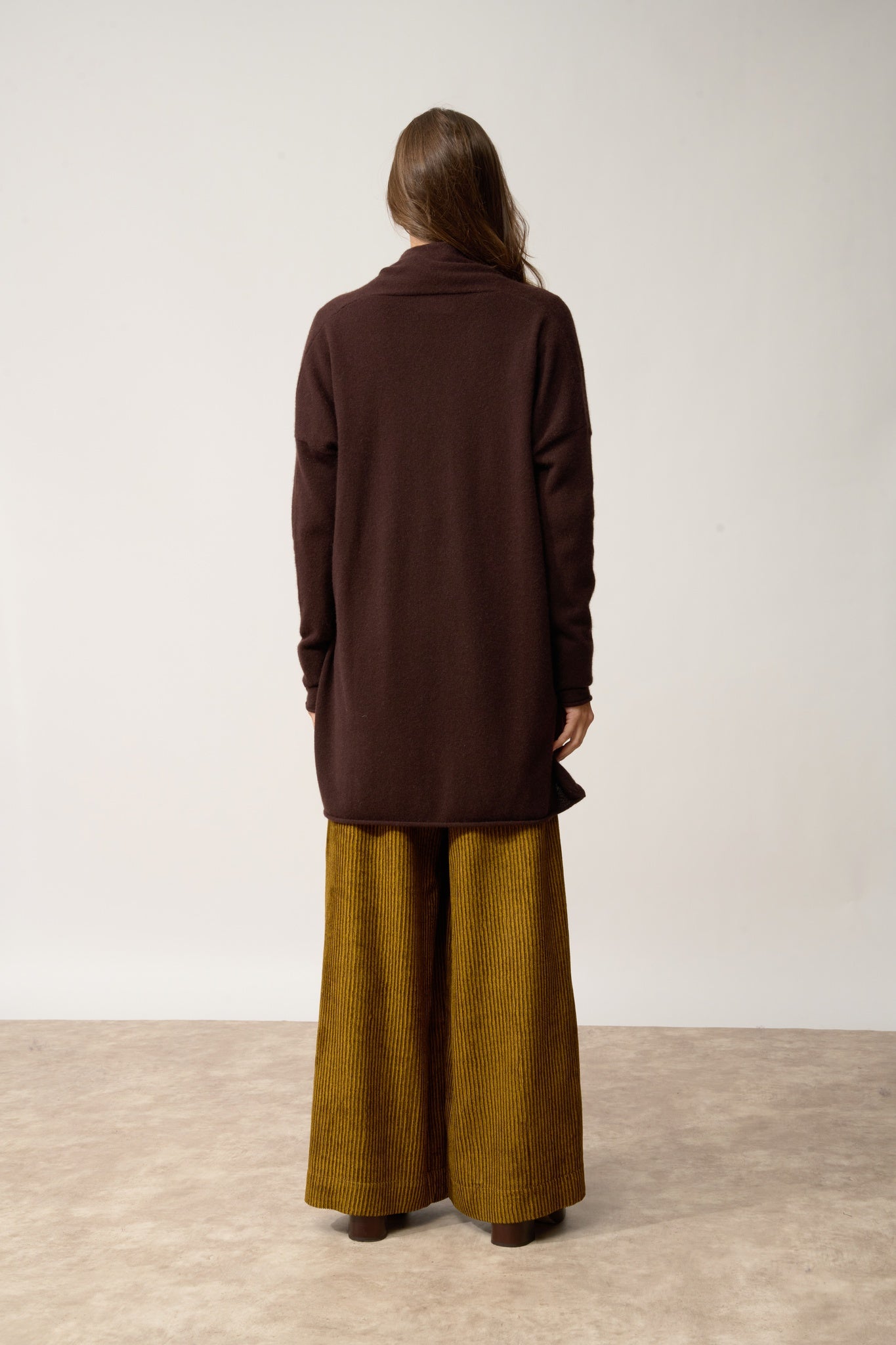 MADDIE gilet col châle choco