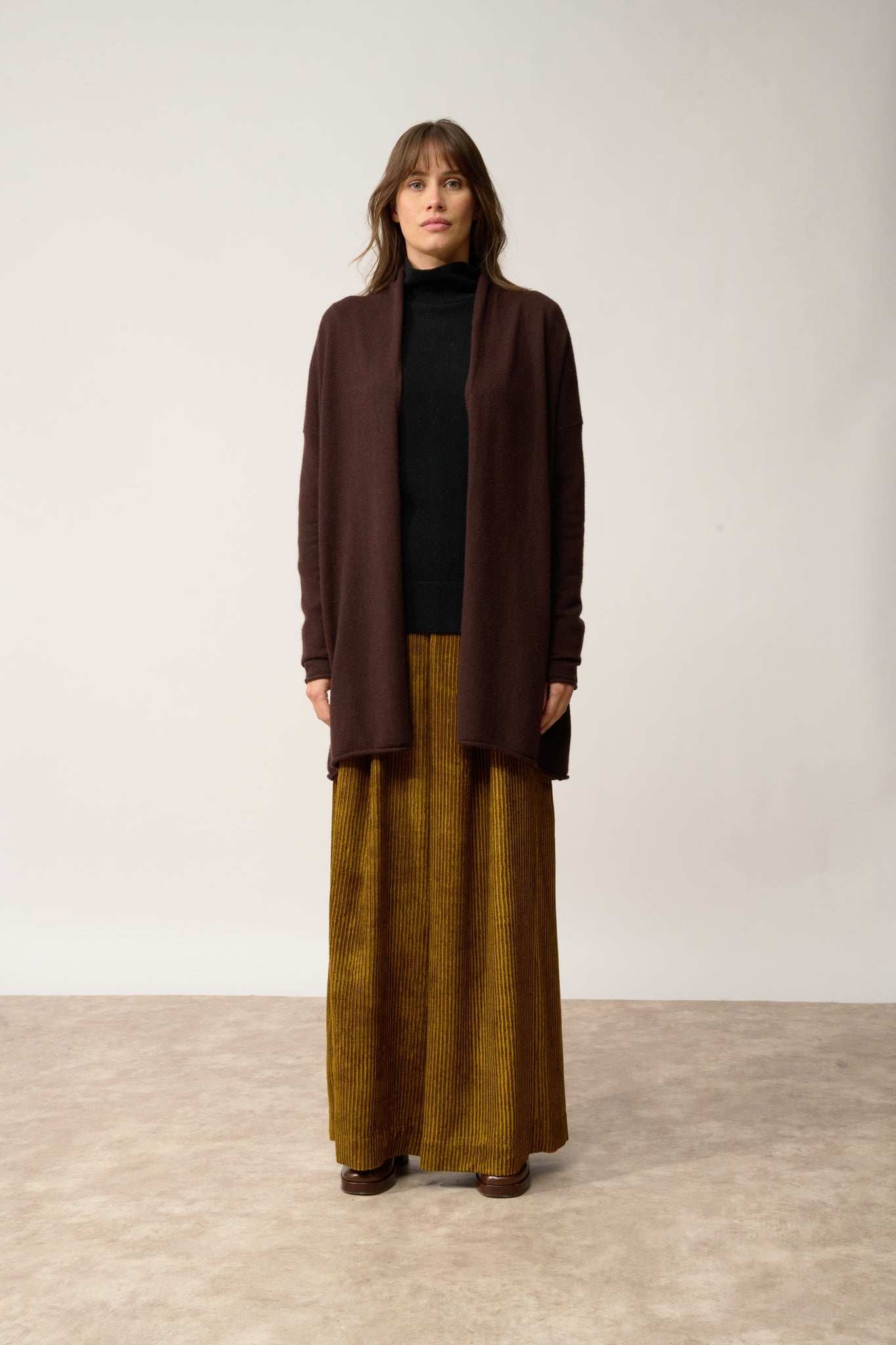 MADDIE gilet col châle choco