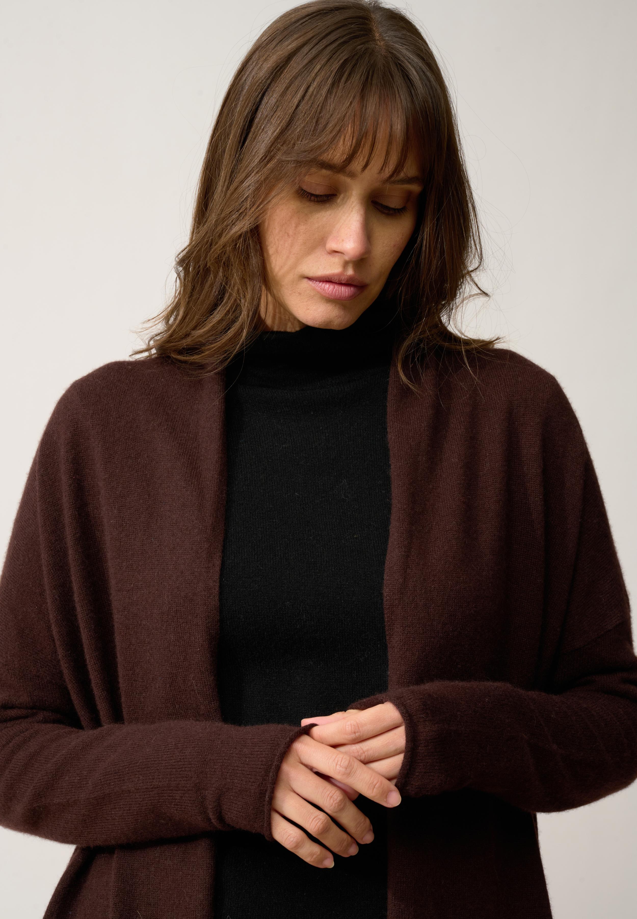 MADDIE gilet col châle choco
