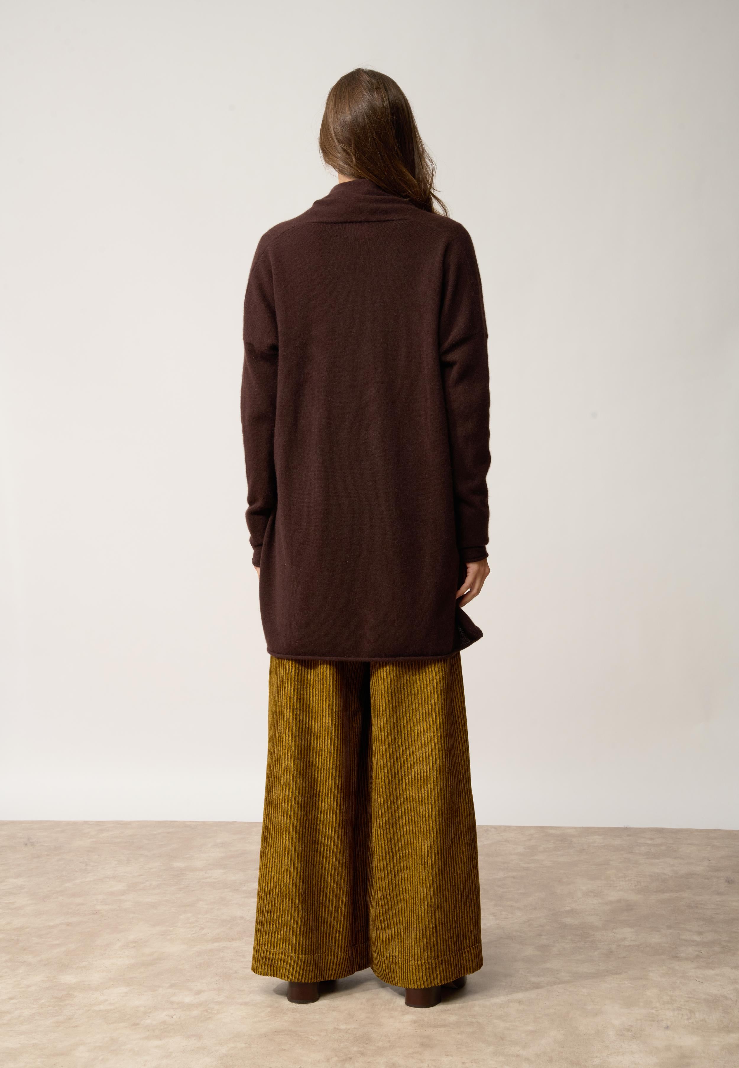 MADDIE gilet col châle choco