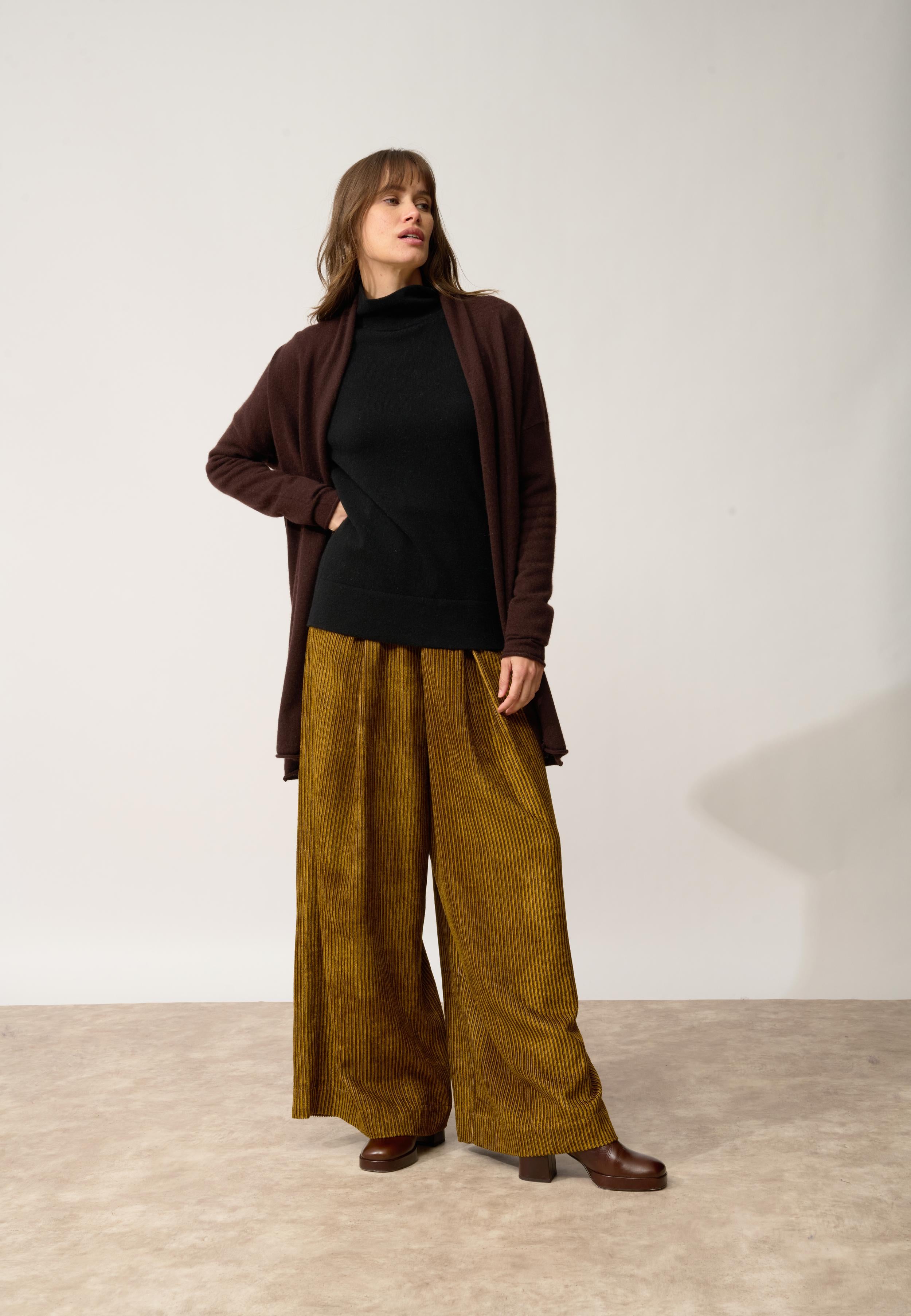 MADDIE gilet col châle choco