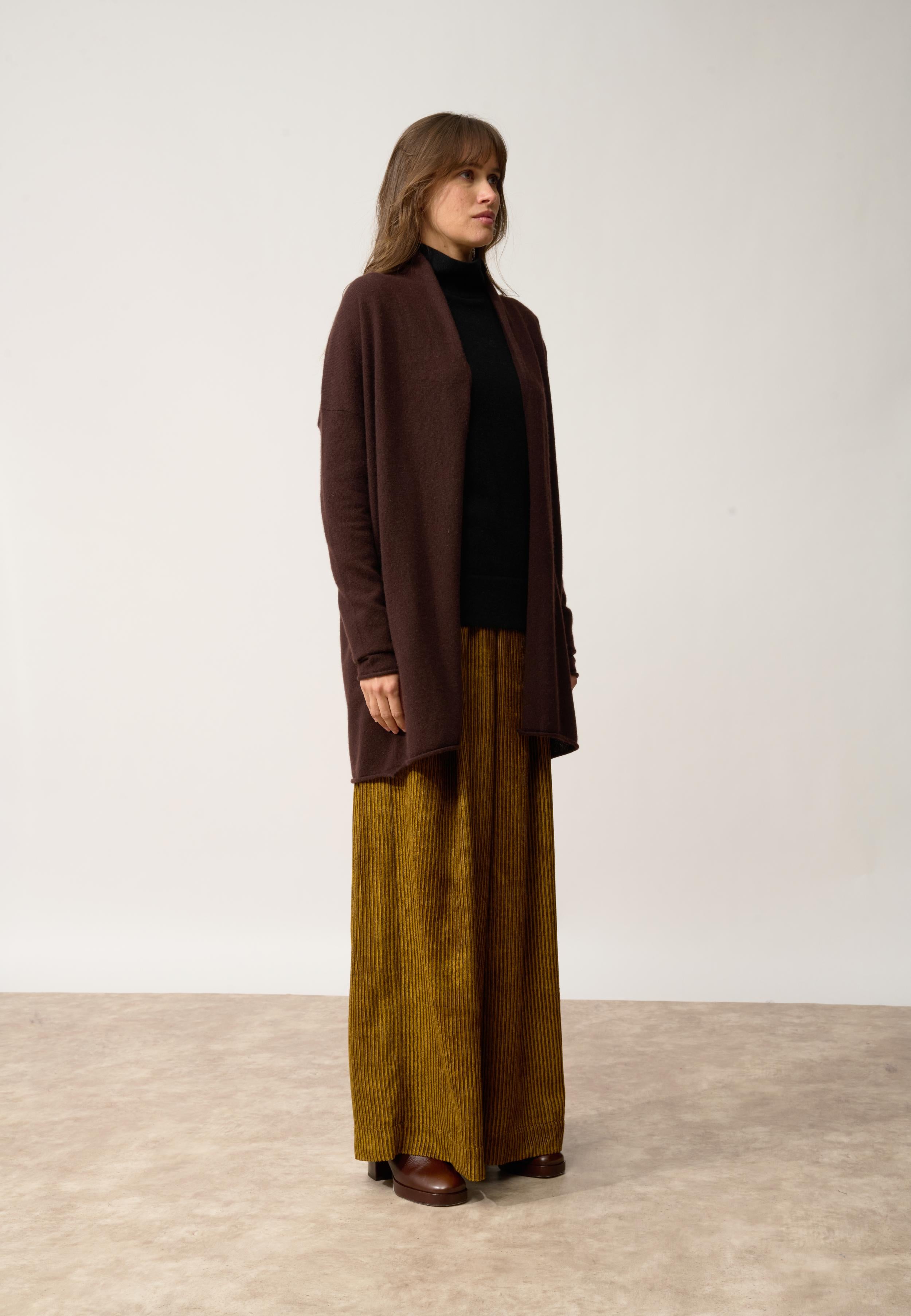 MADDIE gilet col châle choco