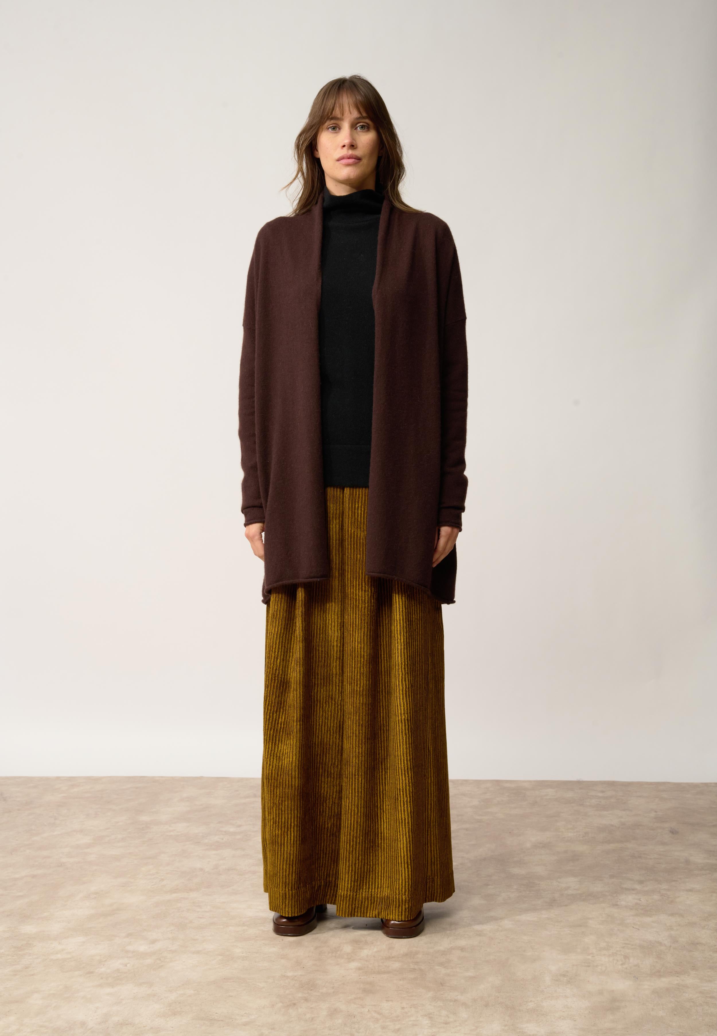 MADDIE gilet col châle choco