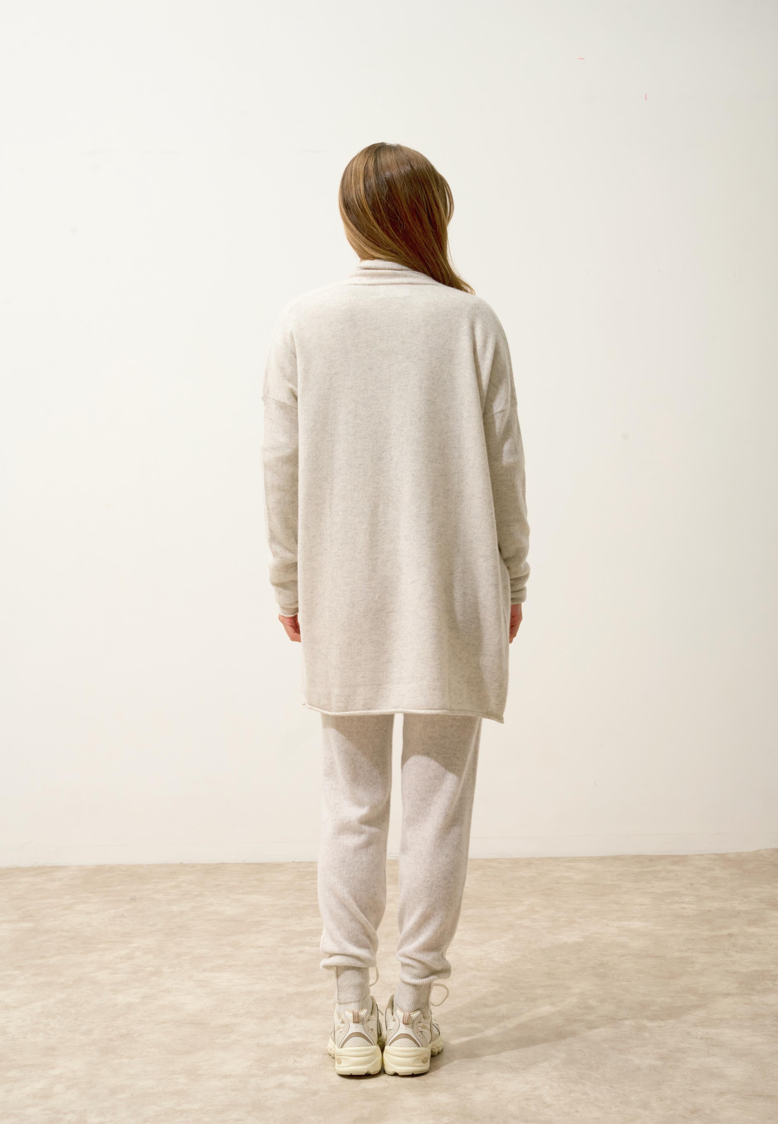 MADDIE gilet col châle gris perle chiné