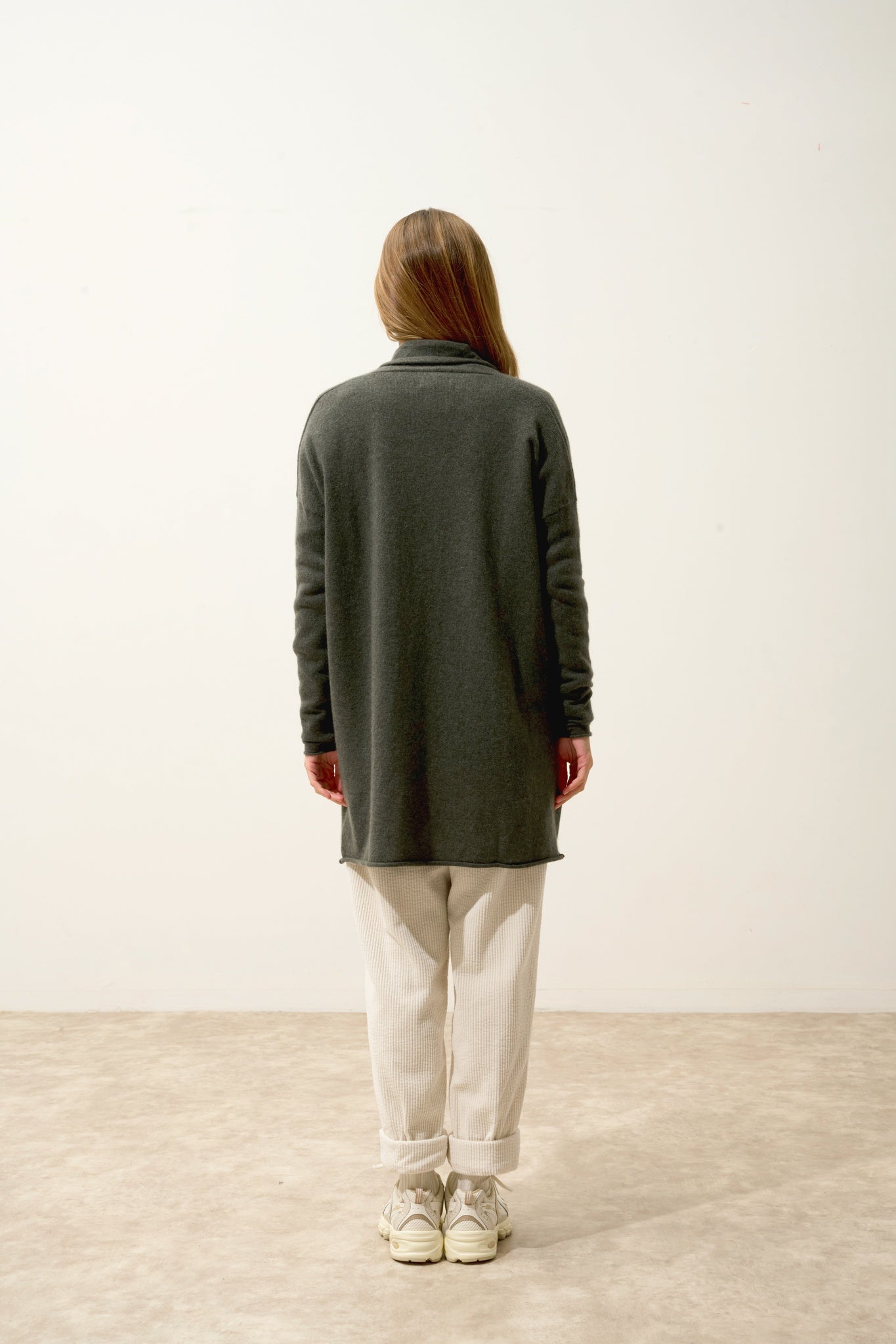 MADDIE gilet col châle kaki chiné