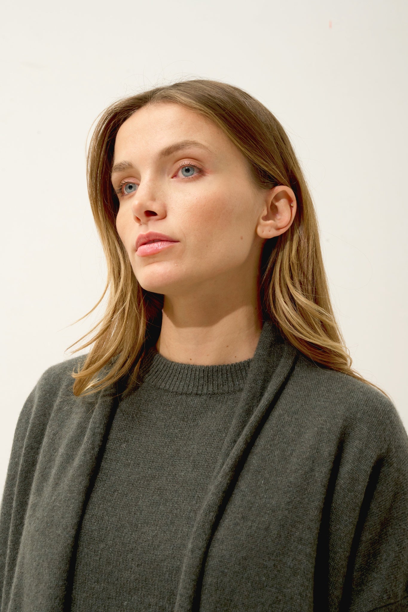 MADDIE gilet col châle kaki chiné