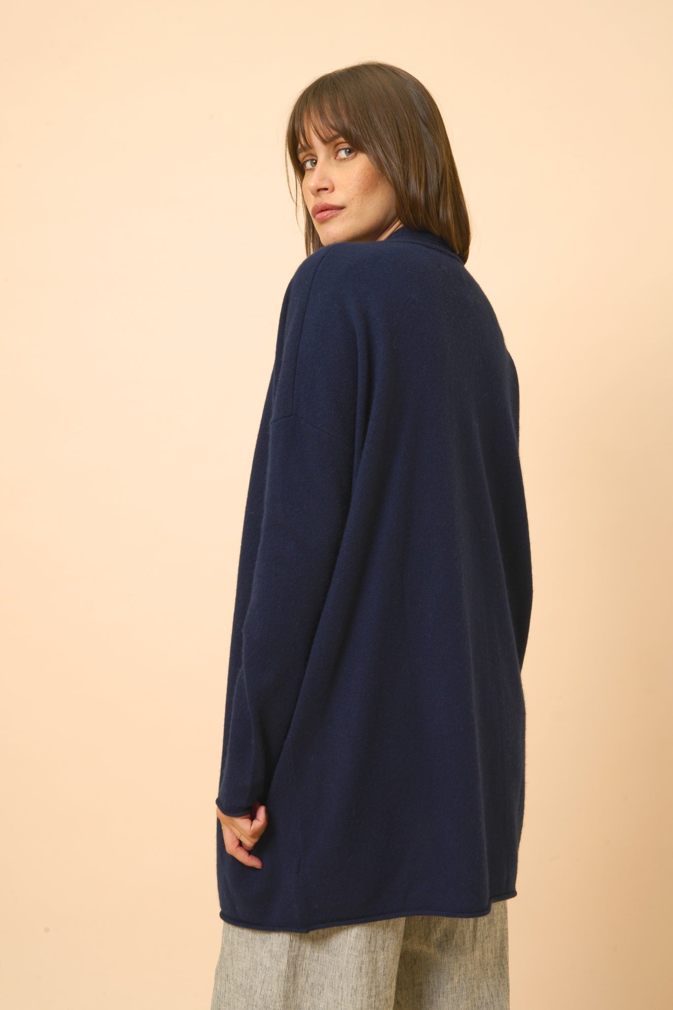 MADDIE shawl-collar cardigan navy