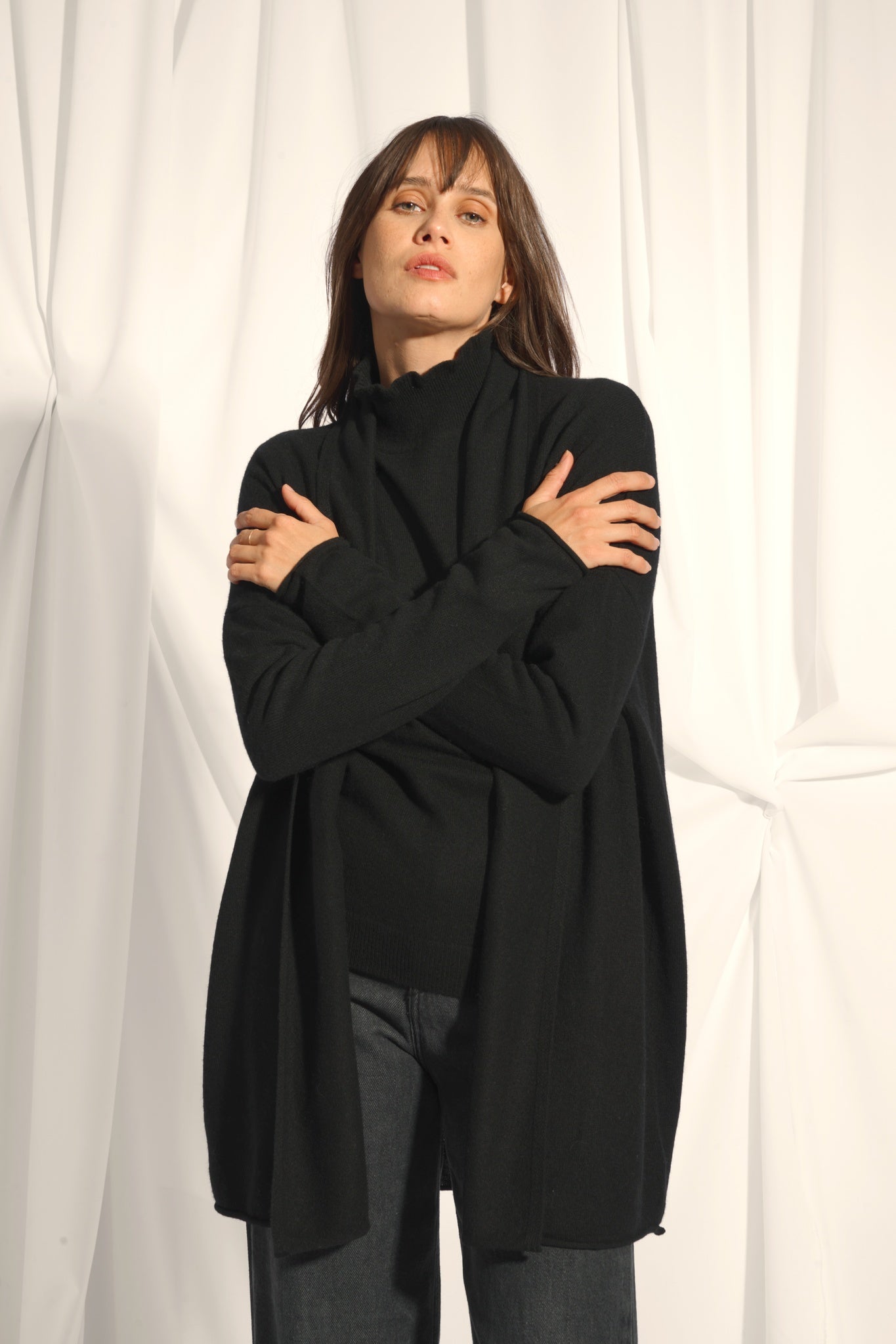 MADDIE gilet col châle noir