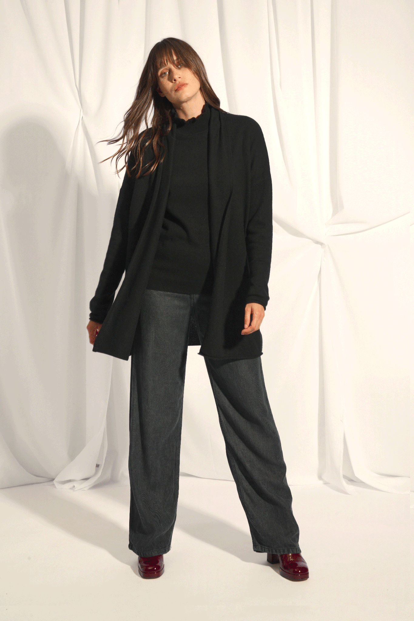 MADDIE gilet col châle noir