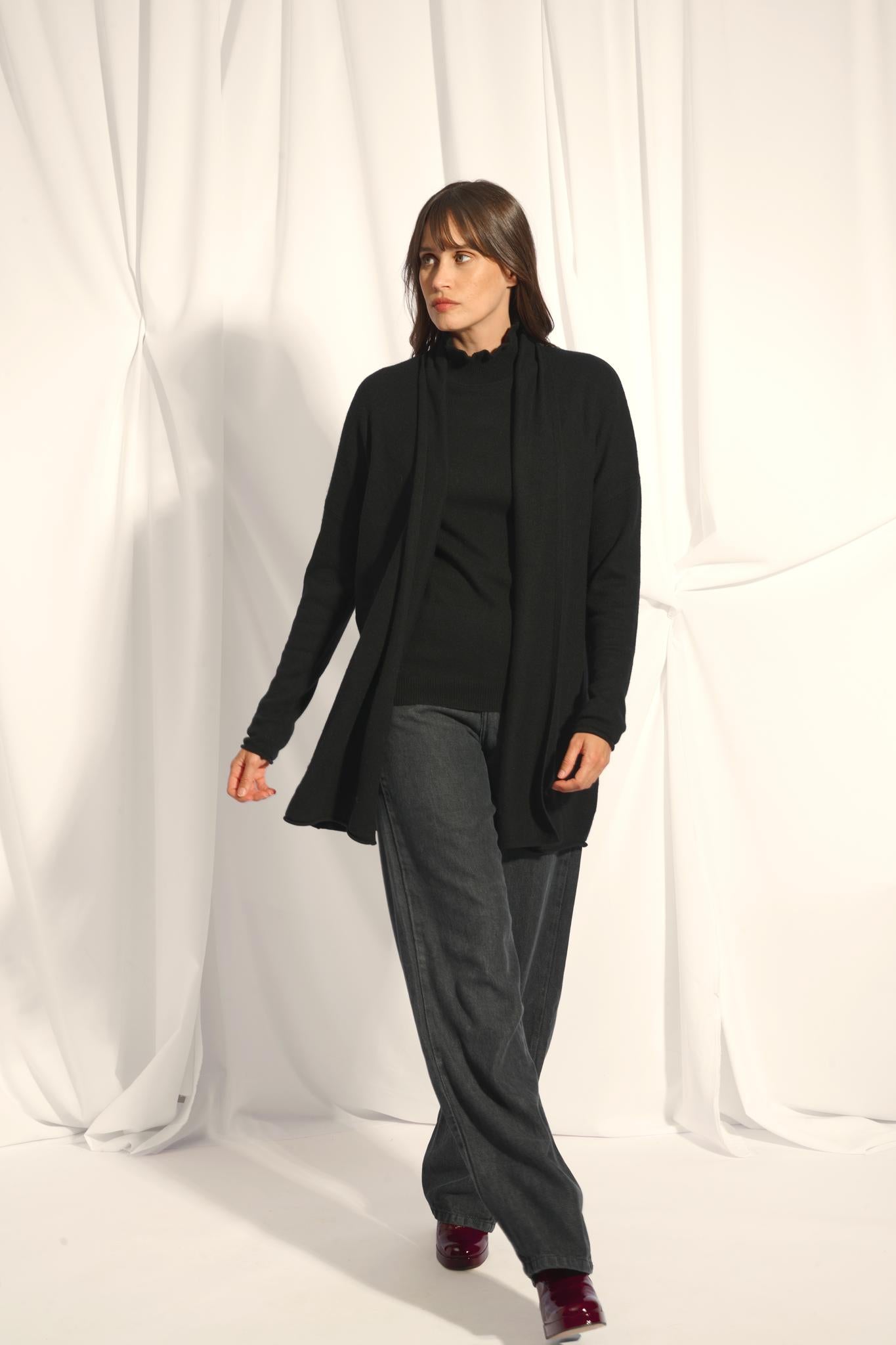 MADDIE gilet col châle noir
