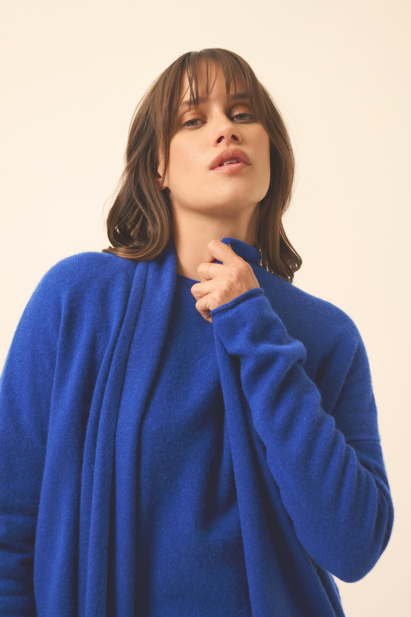 MADDIE gilet col châle outremer