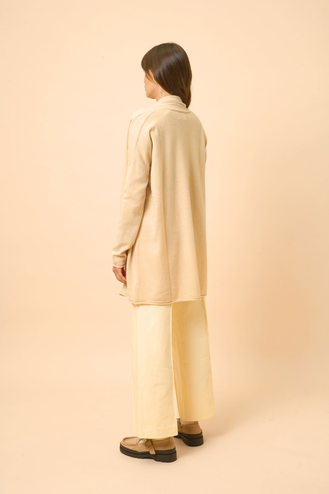 MADDIE shawl-collared cardigan sand