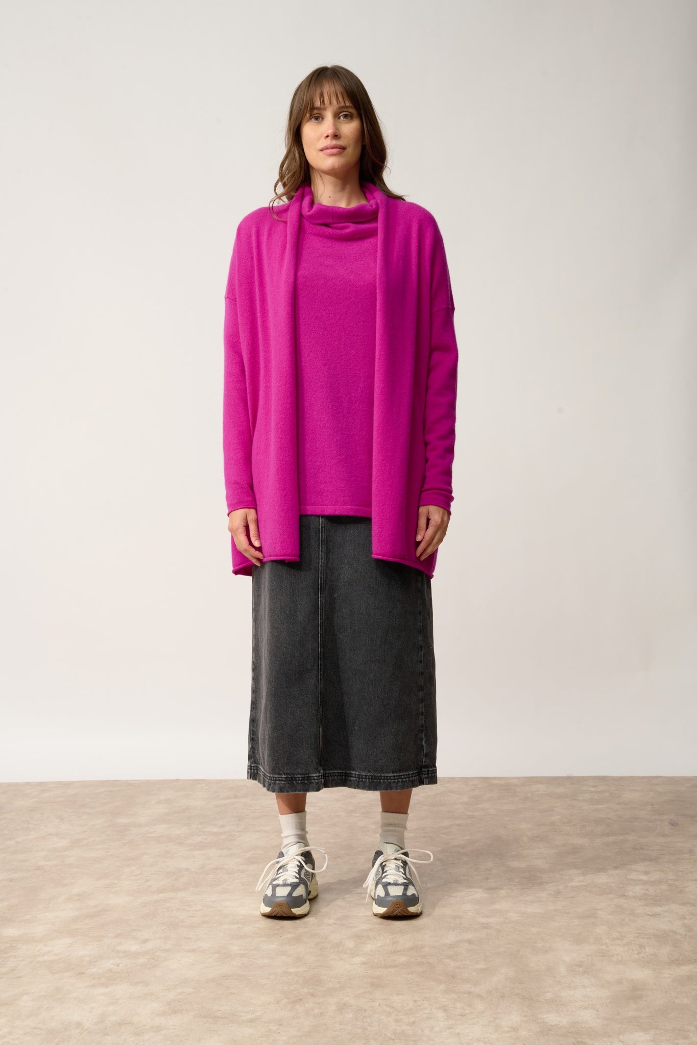 MADDIE gilet col châle violine