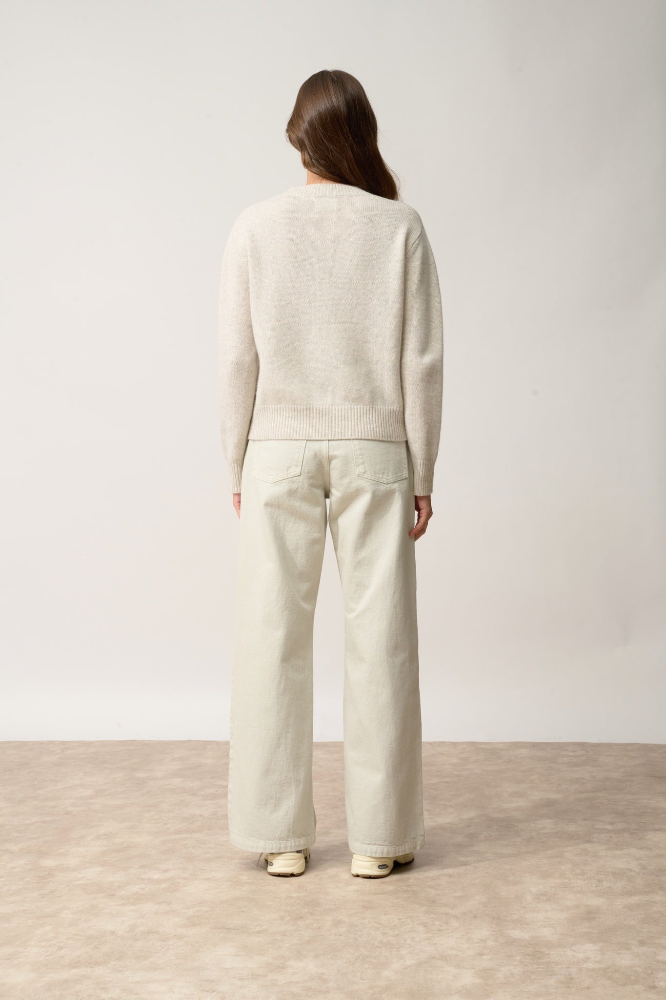 MARGAUX pull col rond gris perle chiné