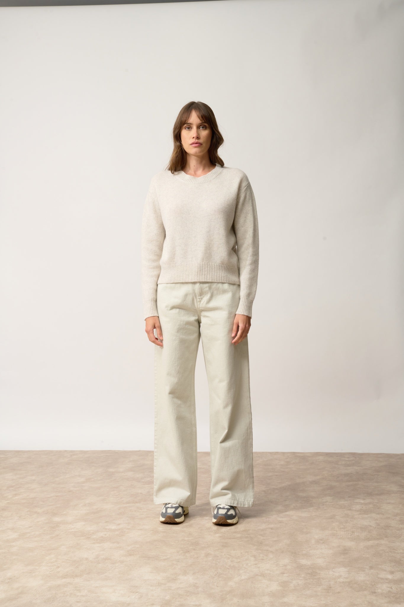 MARGAUX pull col rond gris perle chiné