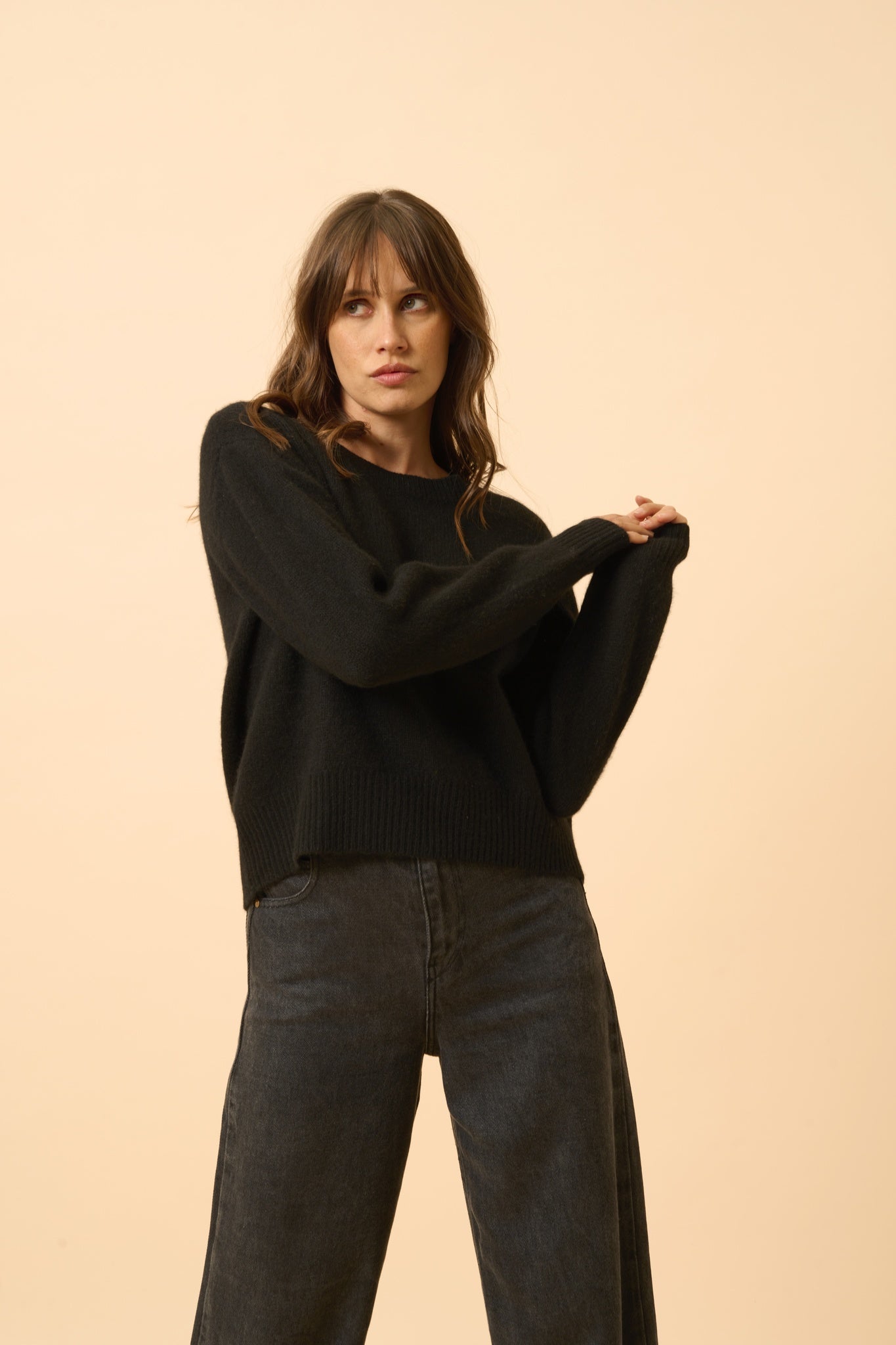 MARGAUX pull col rond noir