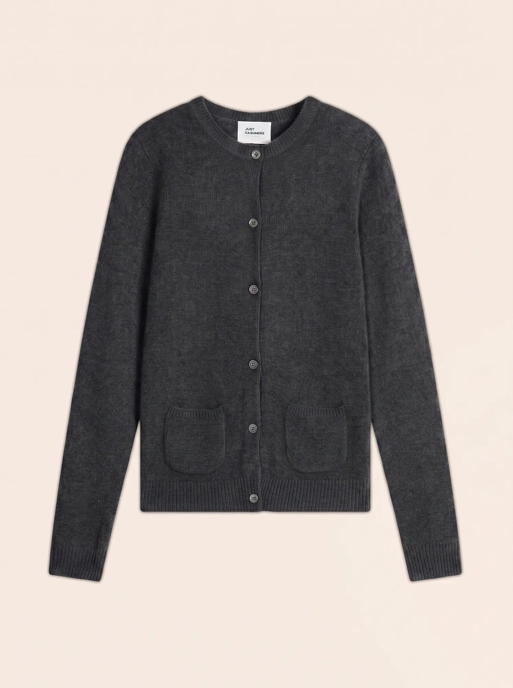 ROSE Cardigan Col Rond 4 Fils Anthracite Chiné