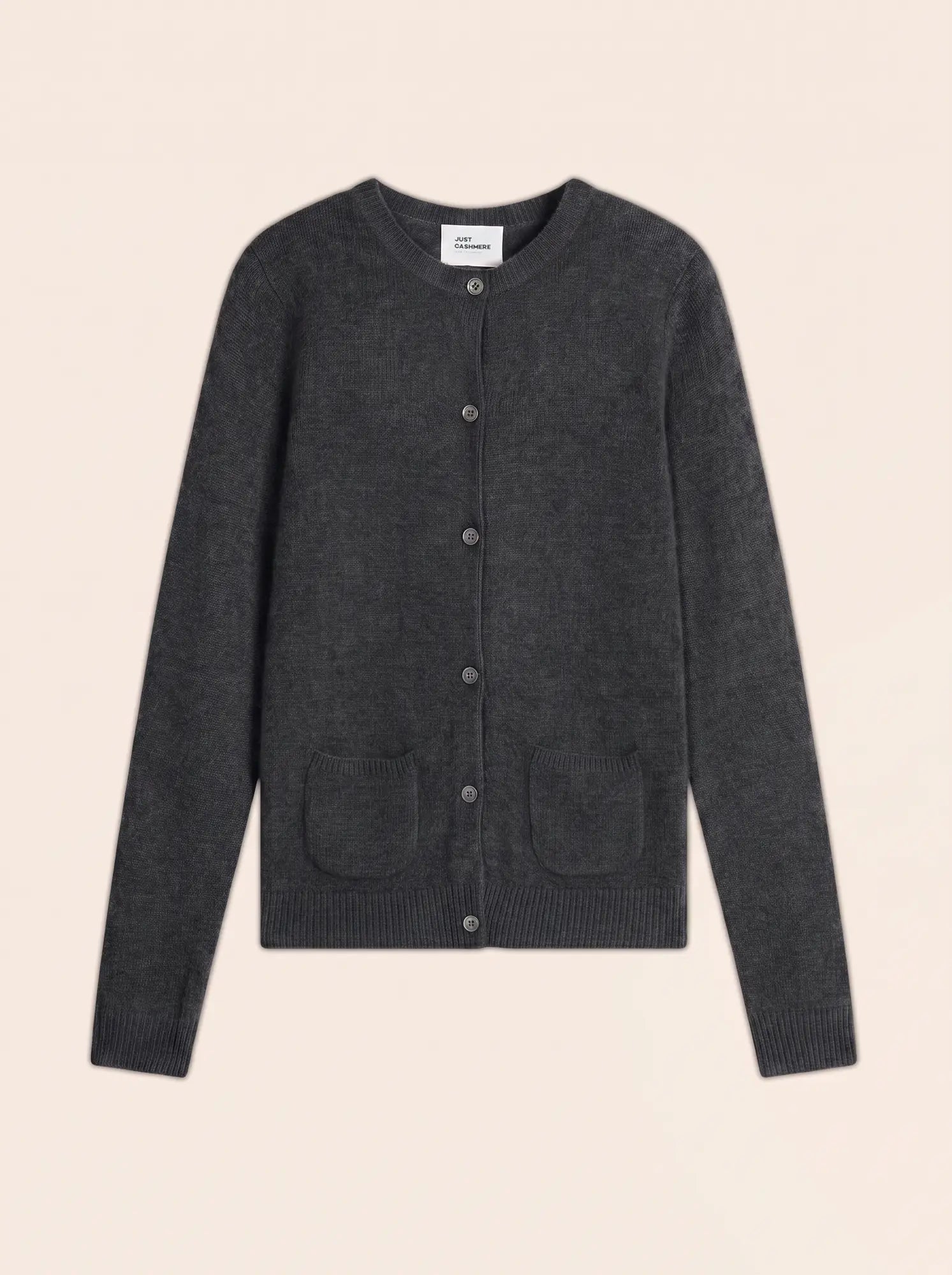 ROSE Cardigan Col Rond 4 Fils Anthracite Chiné