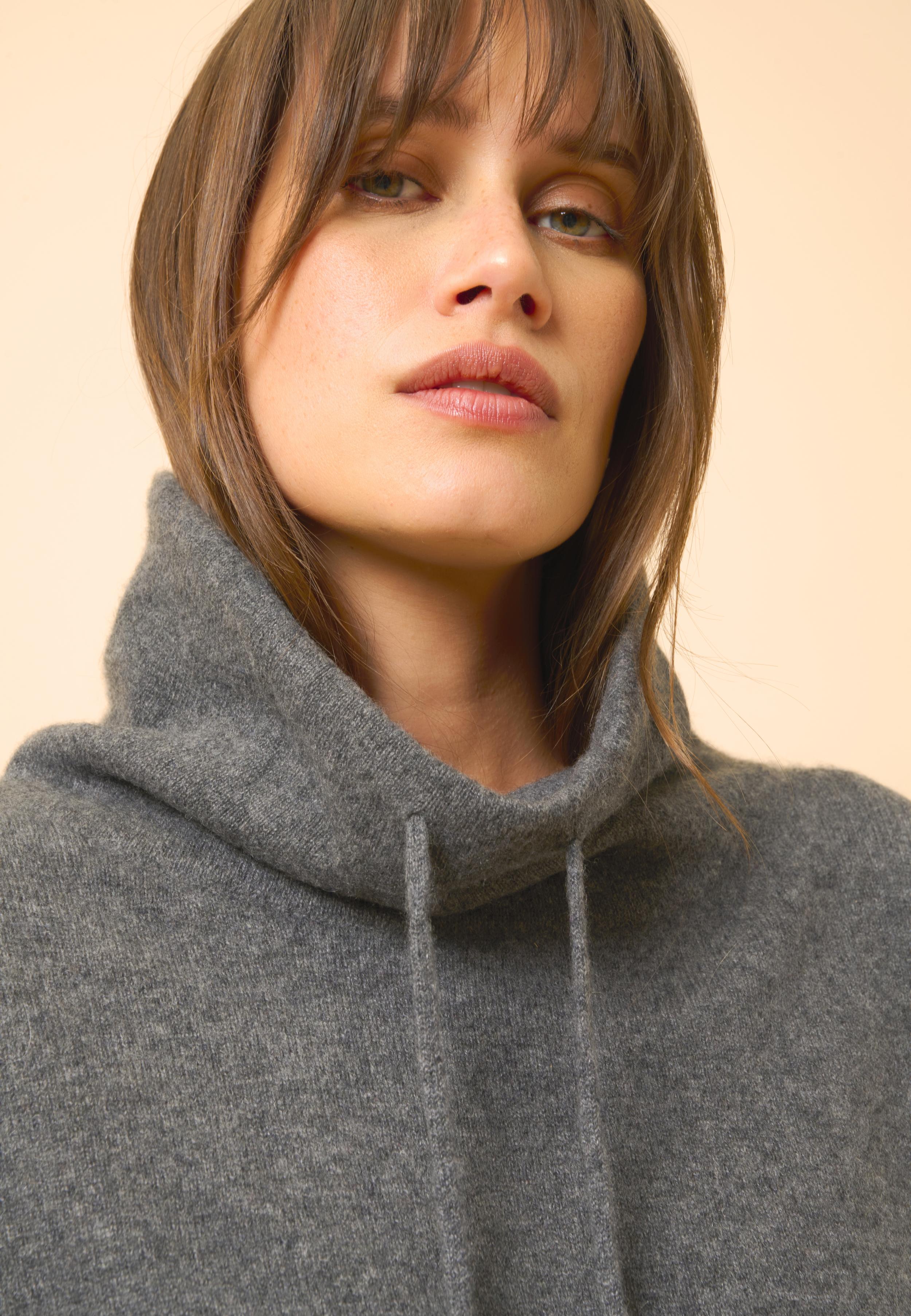 MELROSE pull col montant anthracite chiné