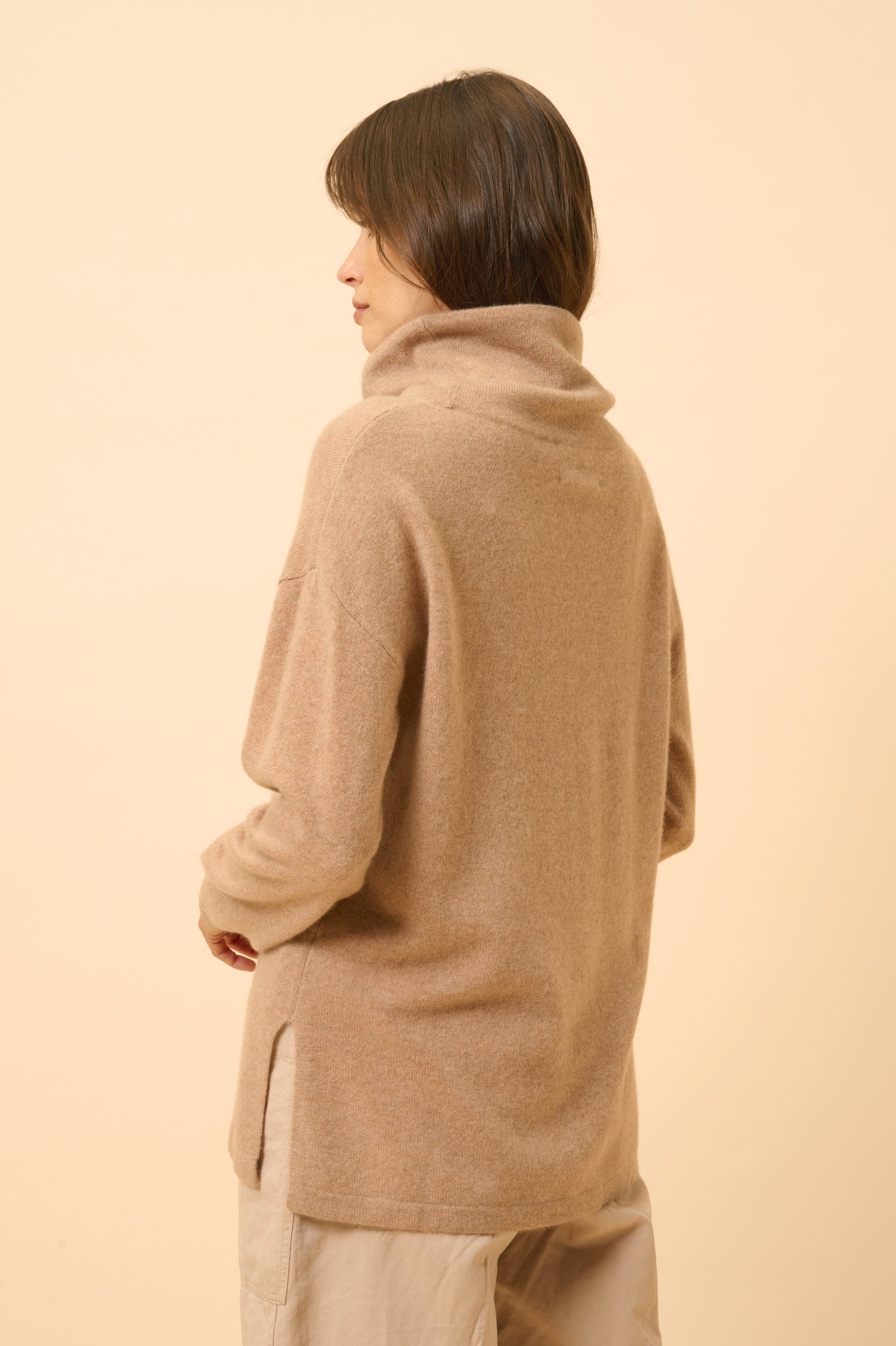 MELROSE pull col montant camel chiné