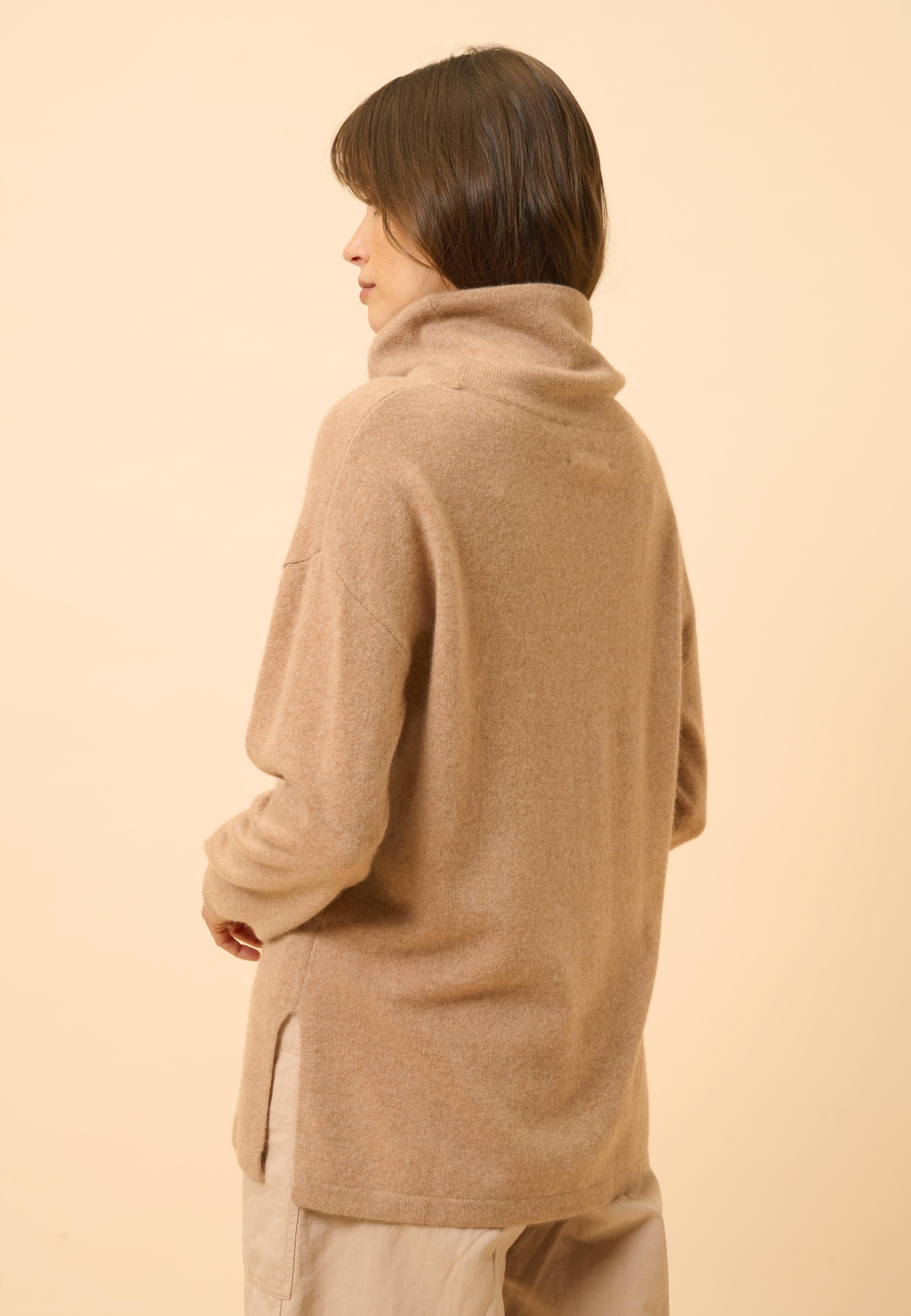 MELROSE high neck sweater camel mottled