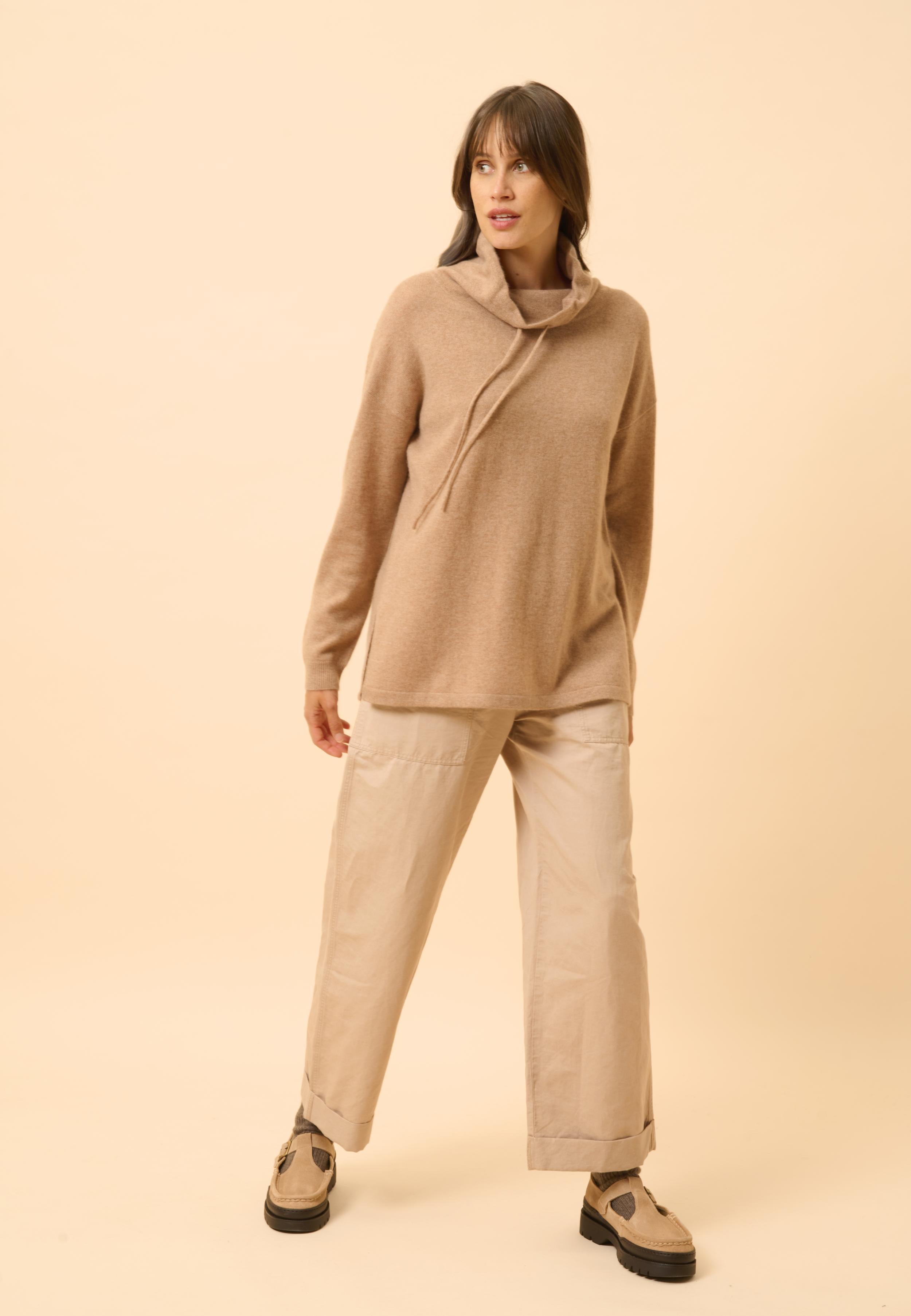 MELROSE high neck sweater camel mottled