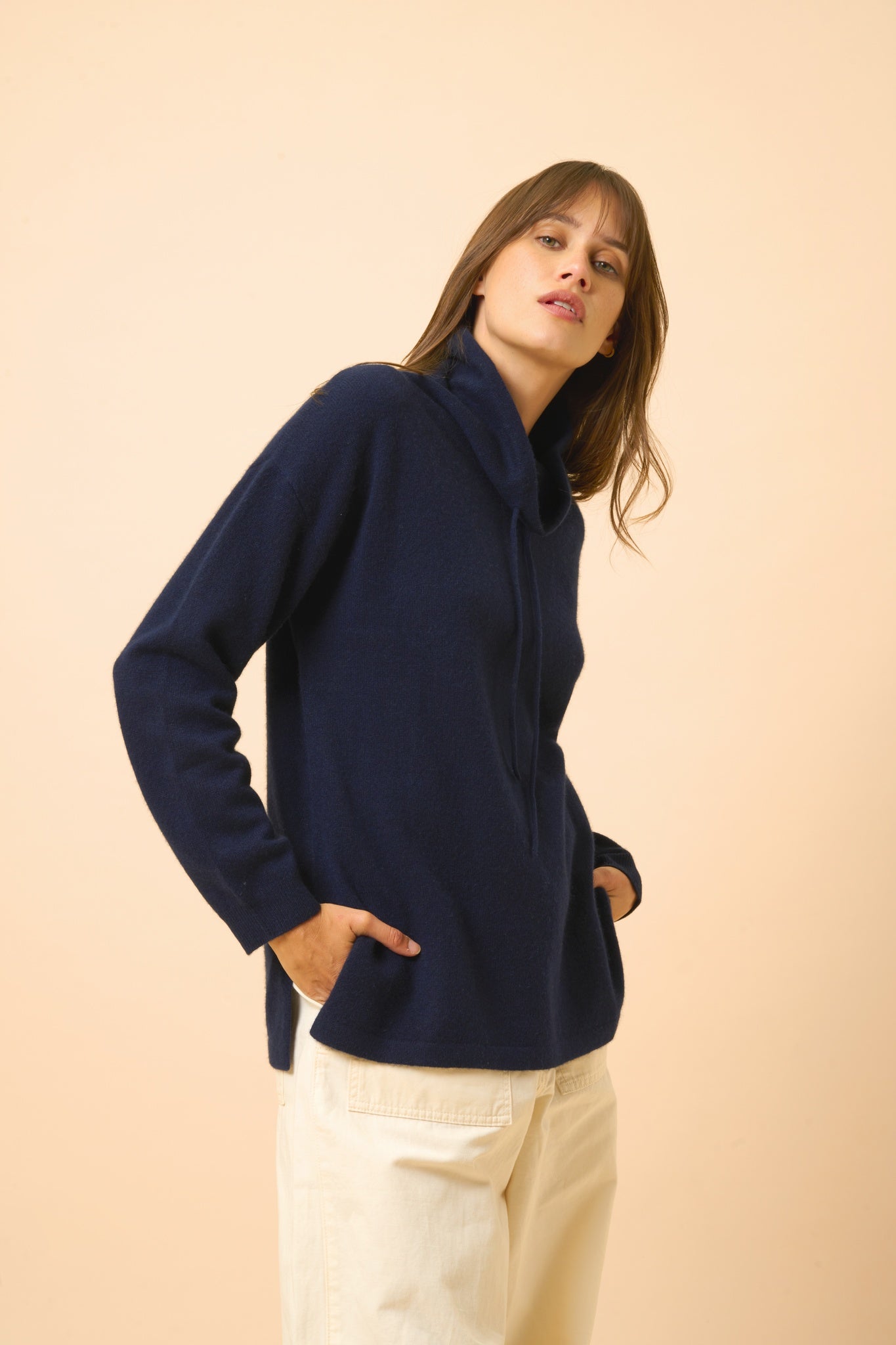MELROSE pull col montant navy