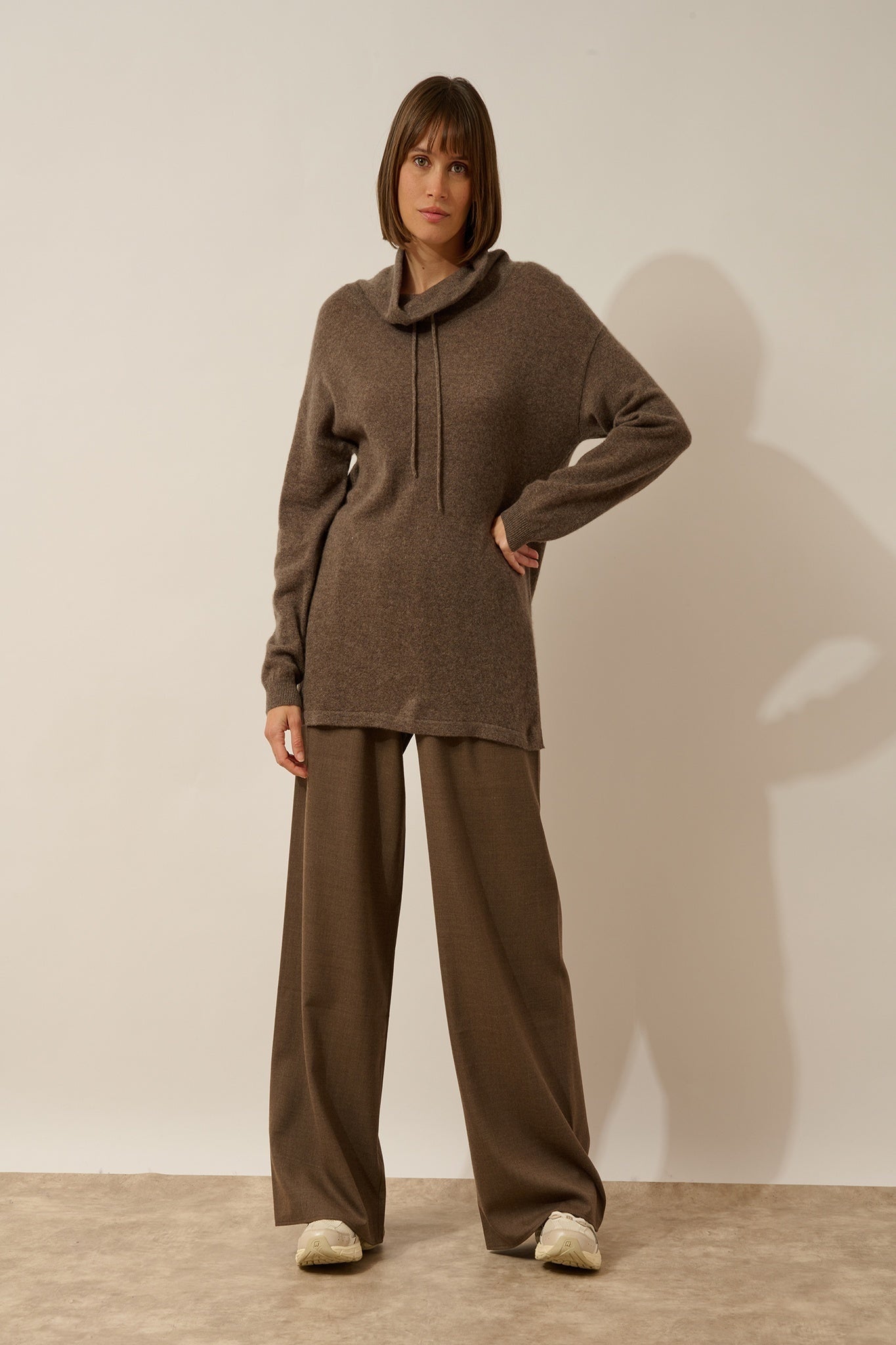 MELROSE pull col montant taupe chiné