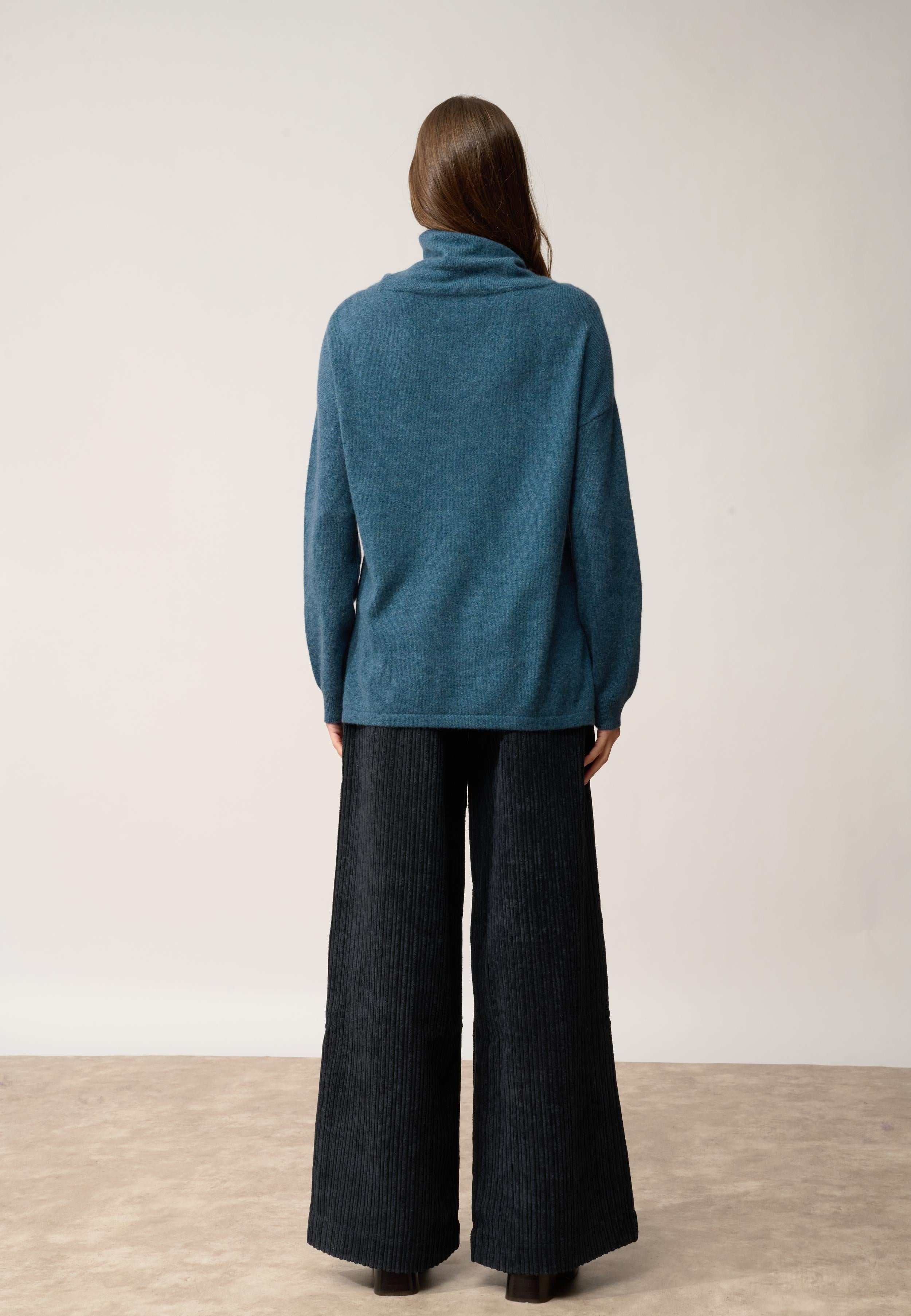 MELROSE pull col montant vert canard chiné