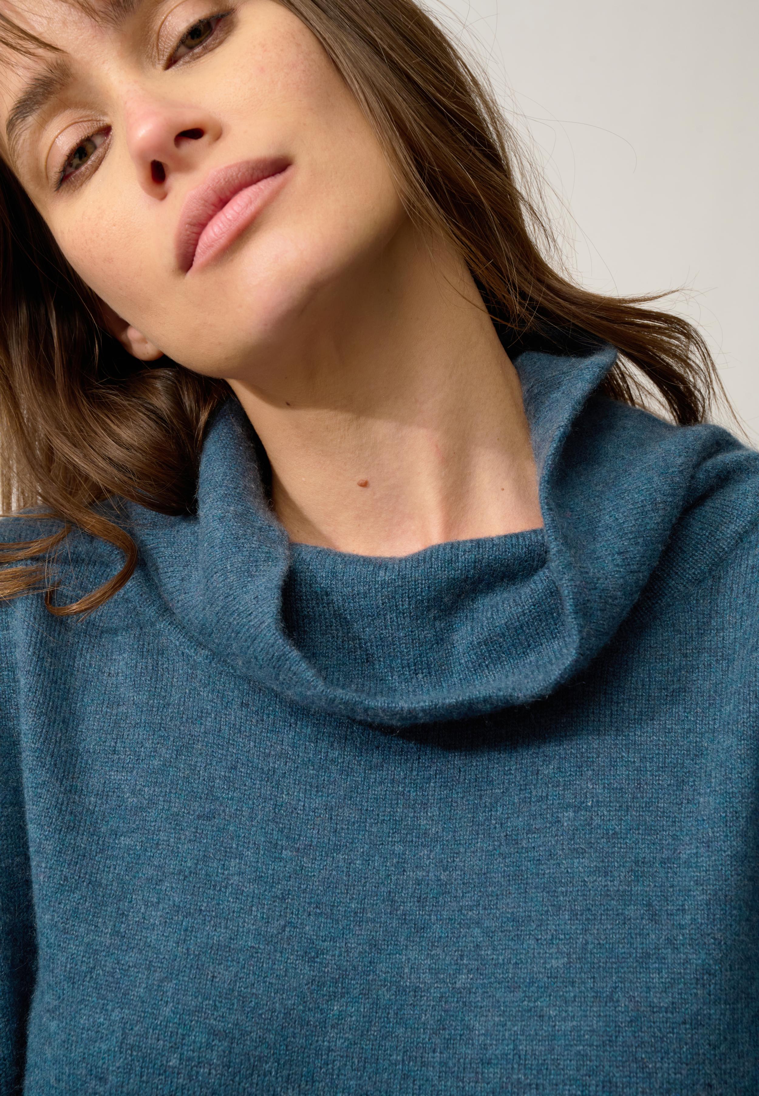 MELROSE pull col montant vert canard chiné