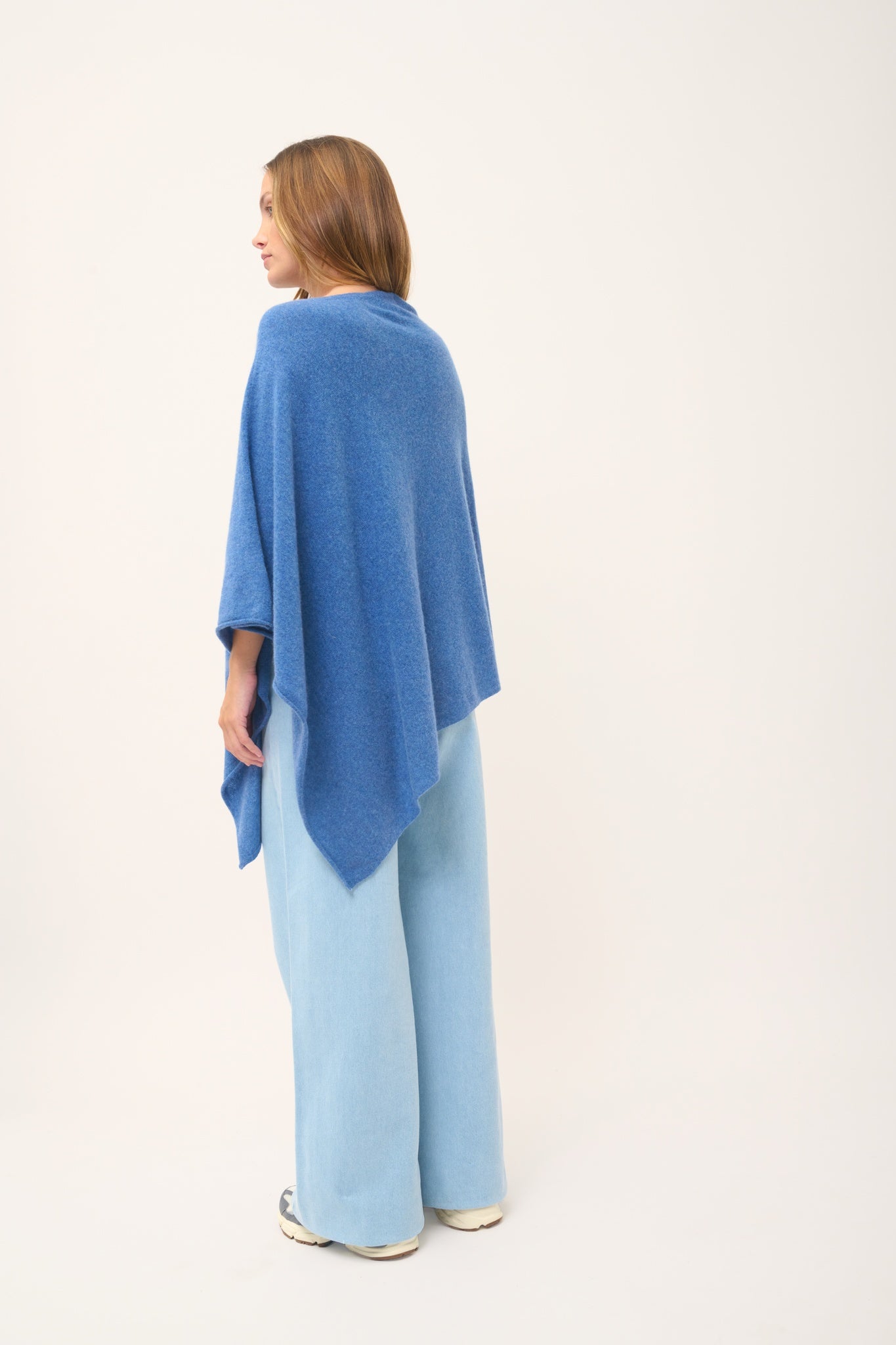 MEREDITH poncho col bateau bleu denim
