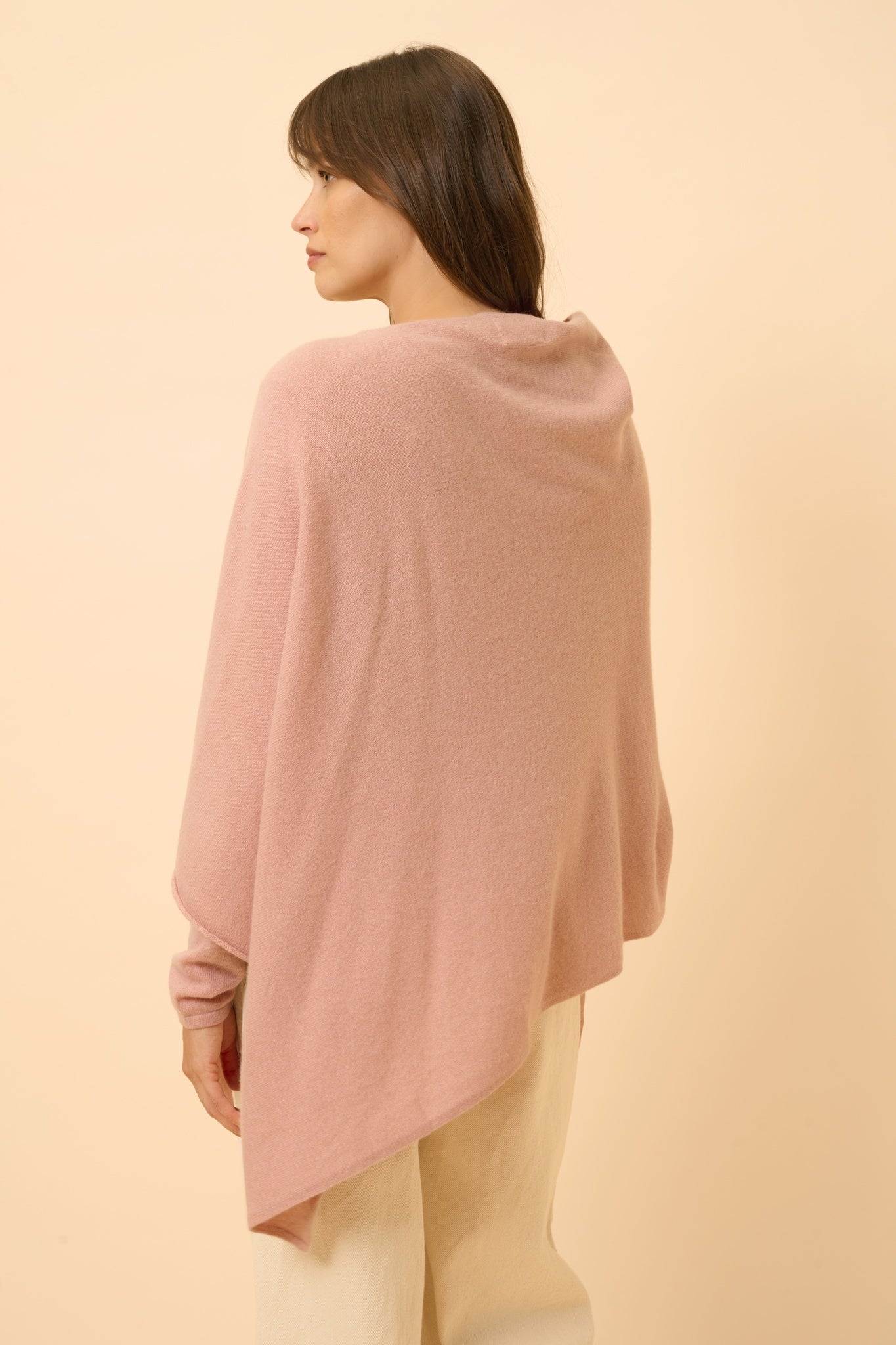 MEREDITH poncho boat neck rosewood