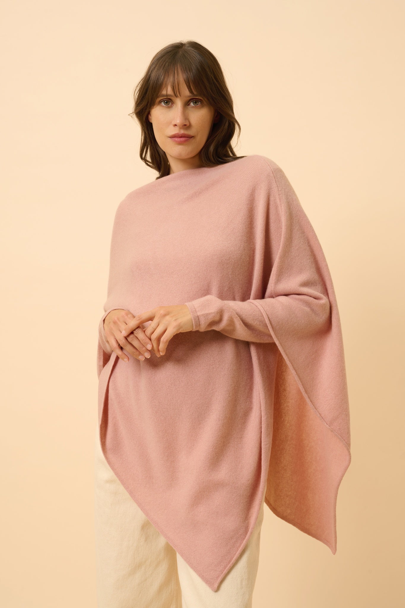 MEREDITH poncho boat neck rosewood