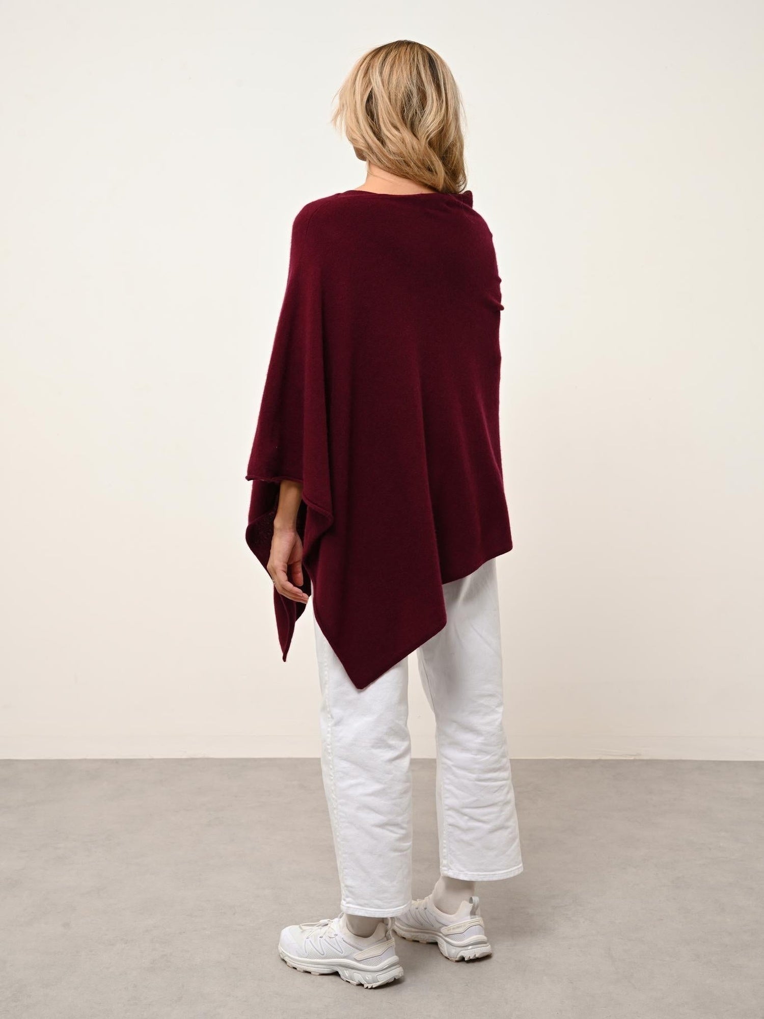 MEREDITH burgundy boat-neck poncho