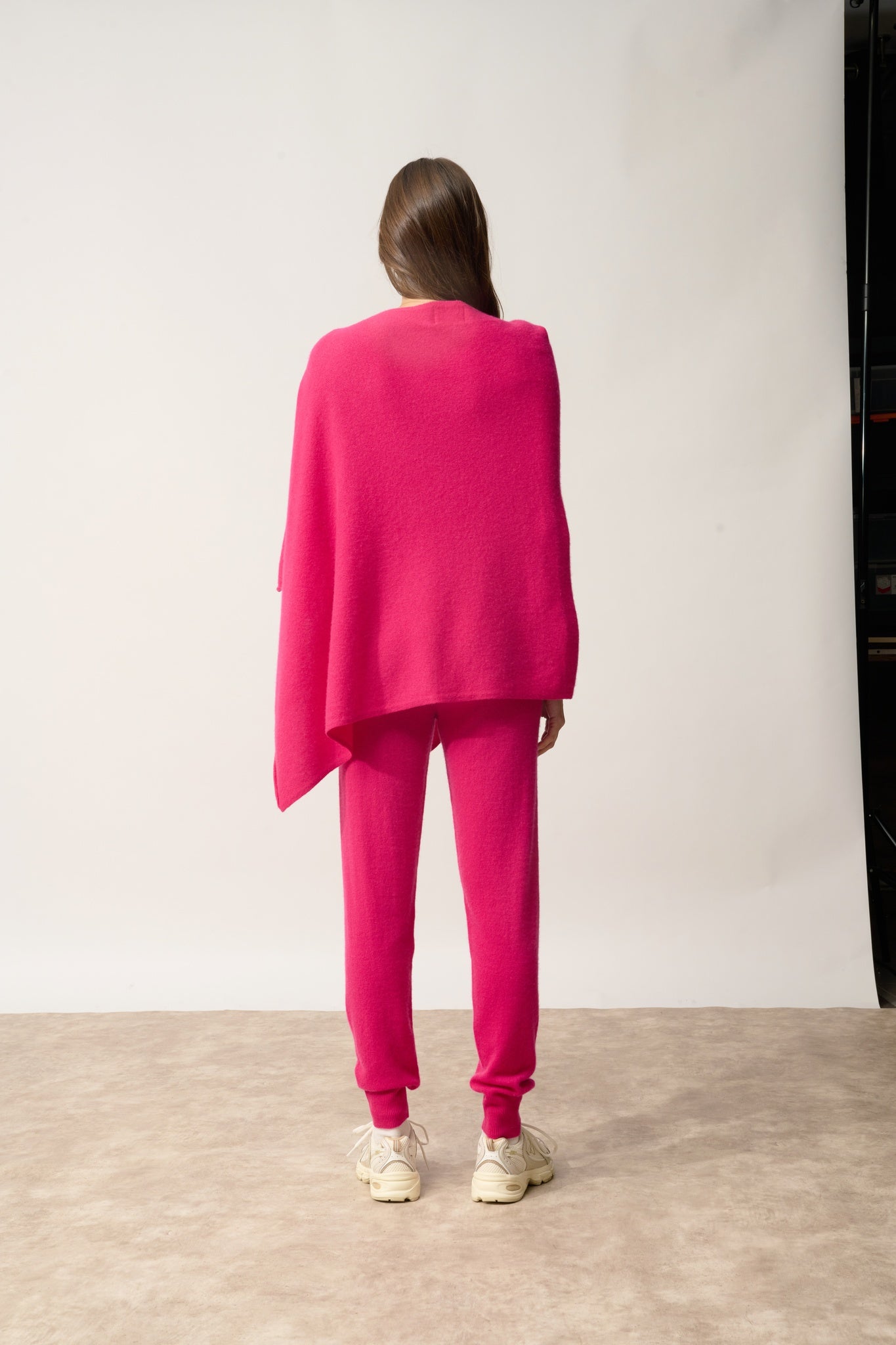 MEREDITH fuchsia boat-neck poncho