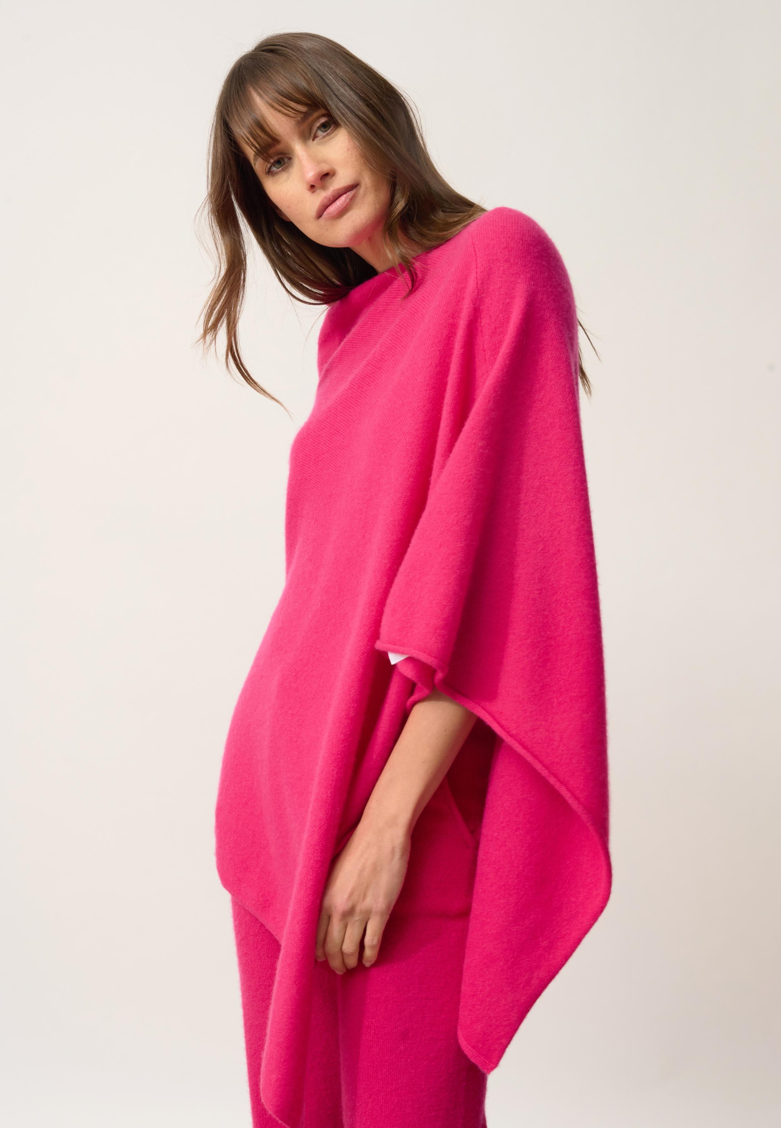 MEREDITH poncho col bateau fuchsia