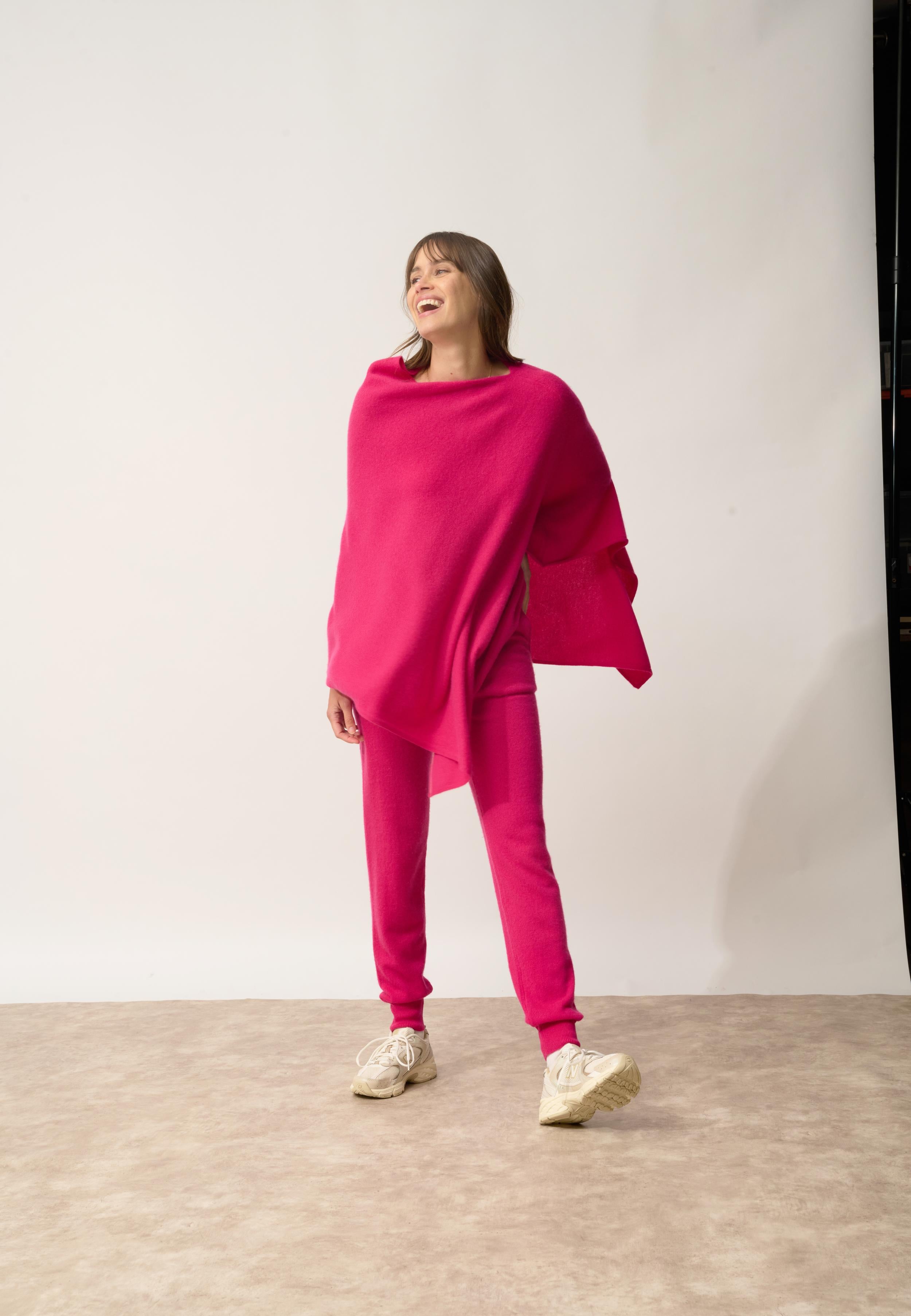 MEREDITH poncho col bateau fuchsia