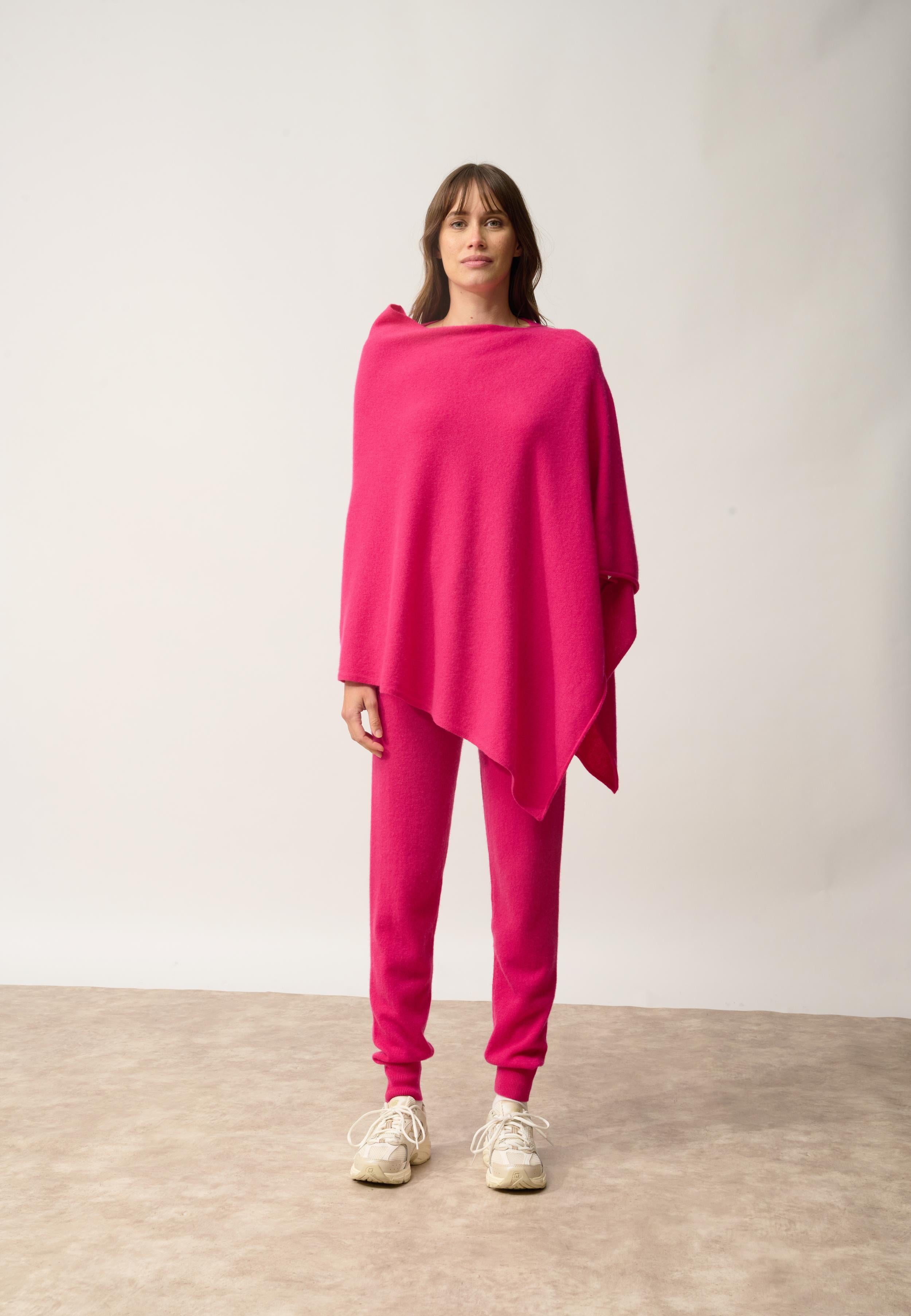 MEREDITH poncho col bateau fuchsia