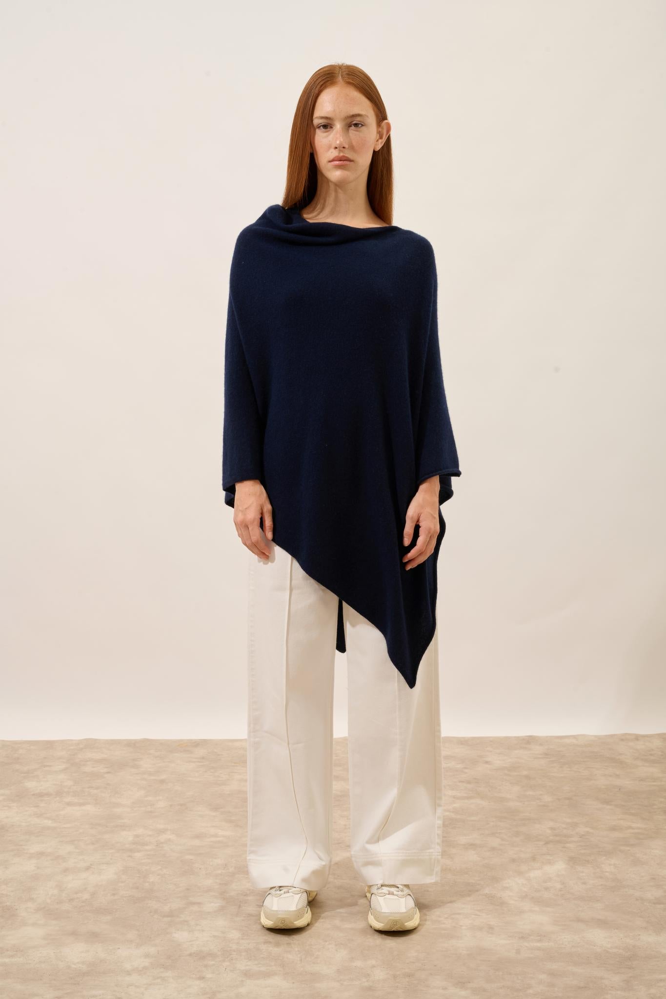 MEREDITH poncho col bateau navy