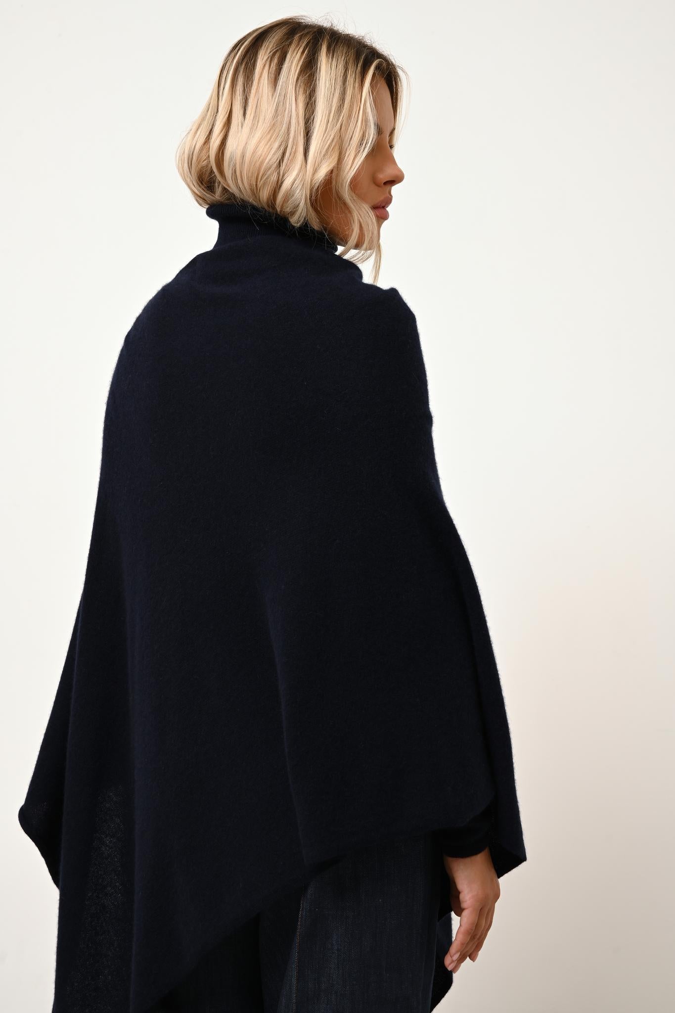 MEREDITH poncho col bateau navy