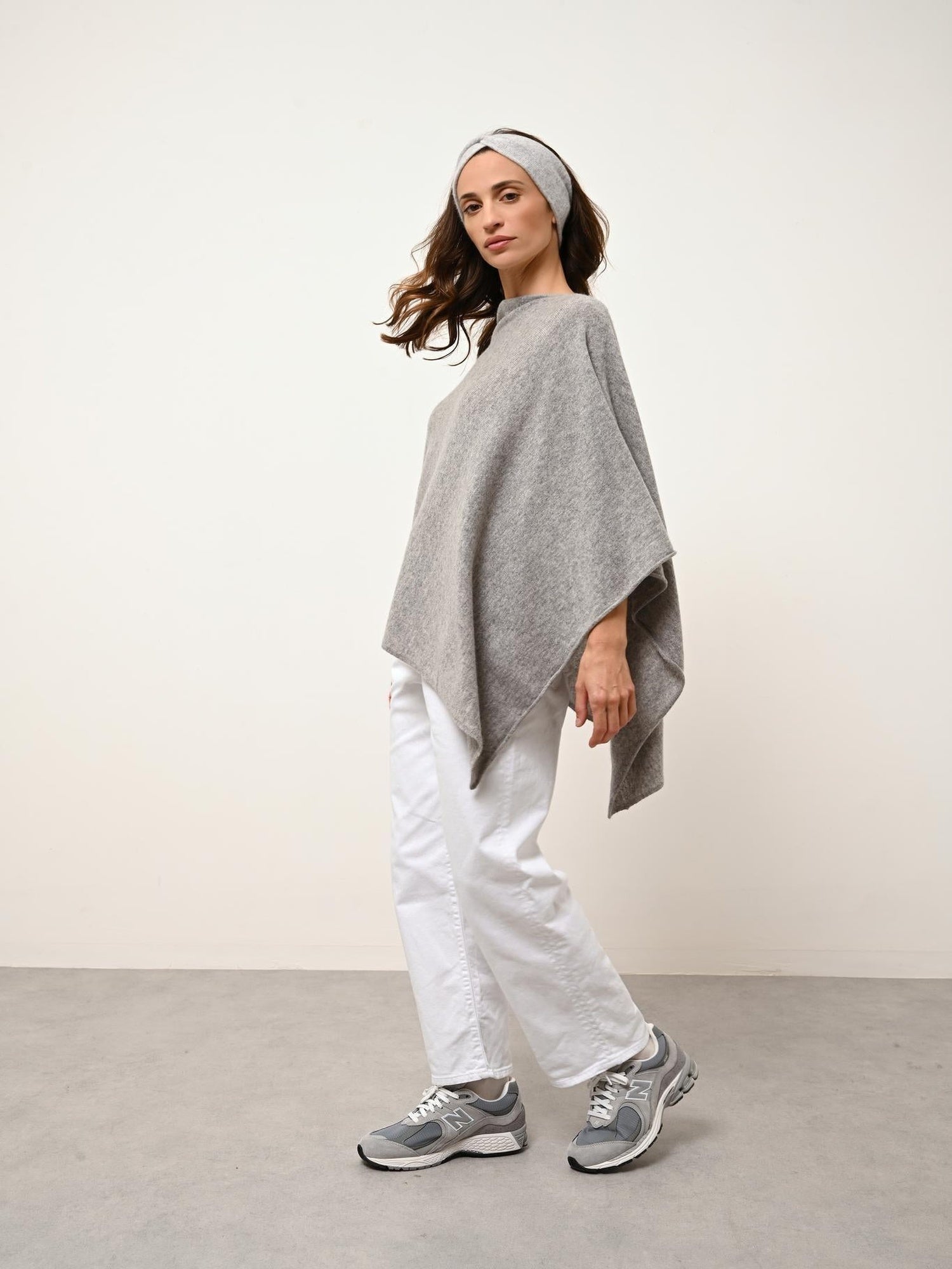 MEREDITH poncho col bateau nuage chiné