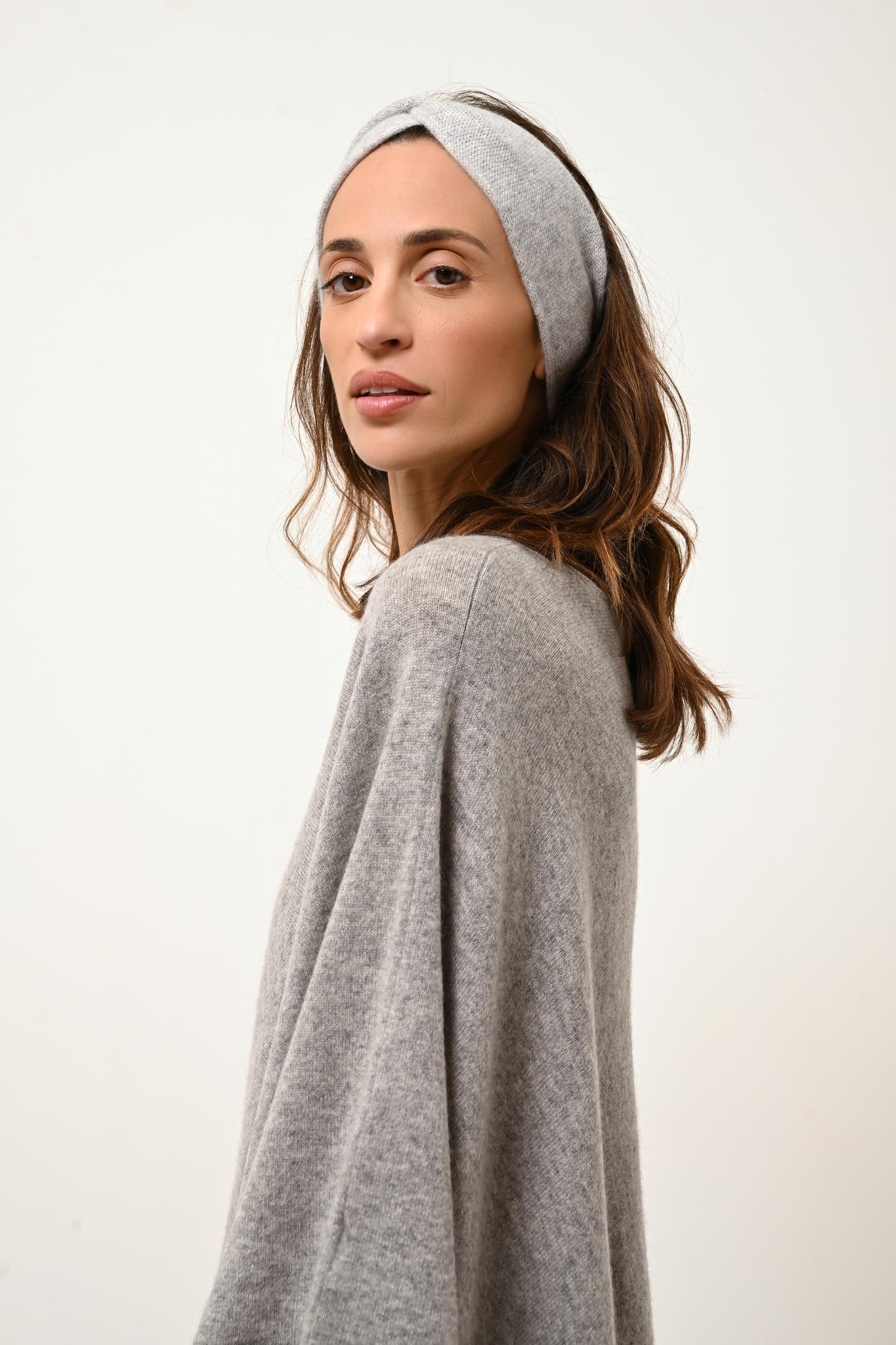 MEREDITH poncho col bateau nuage chiné